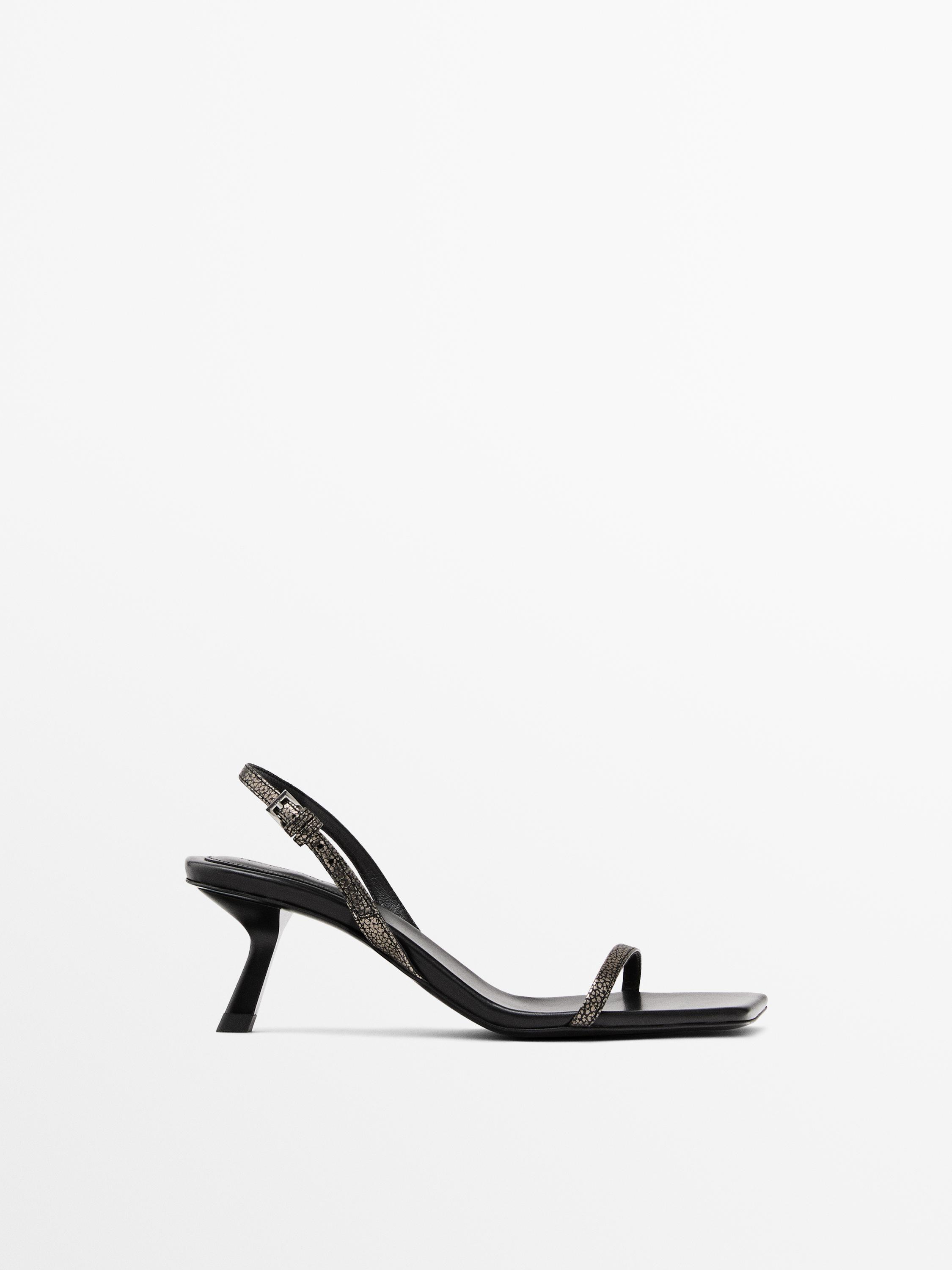 Printed heeled strappy sandals · Transparent · Shoes Massimo Dutti