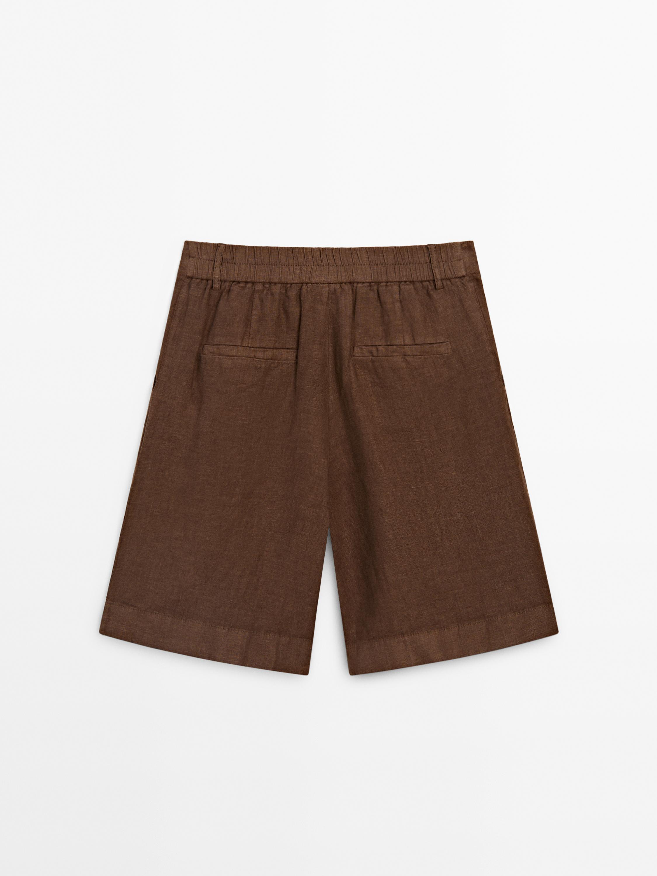 Bermuda lino doble pinza