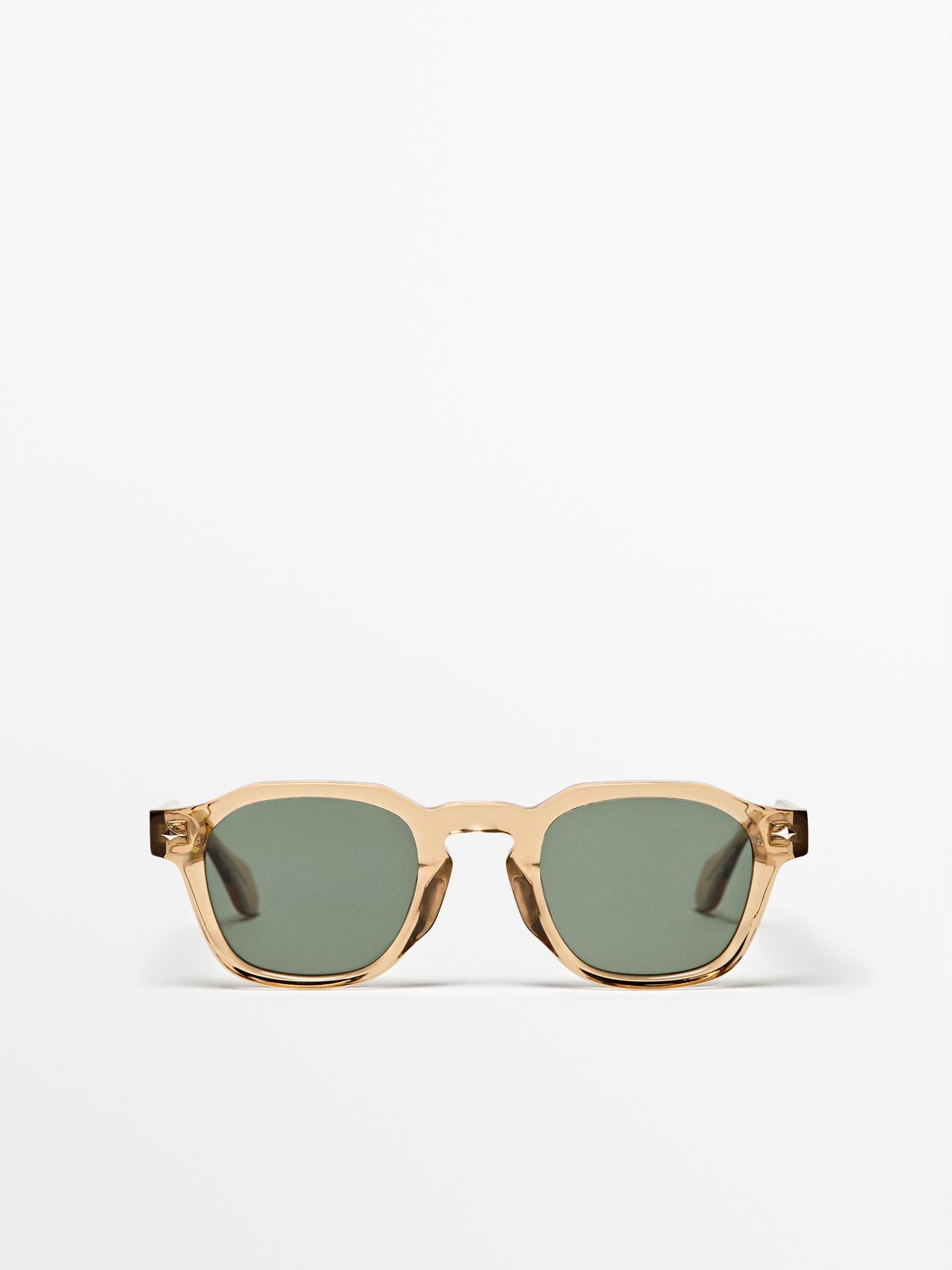 Lunettes De Soleil Géométriques - Moutarde - 01 - Massimo Dutti - Homme