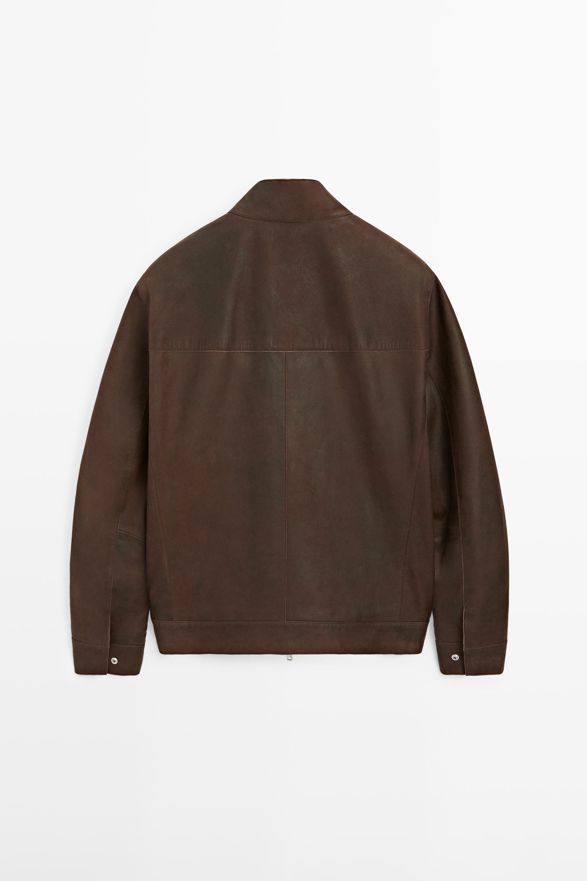 Napped suede leather jacket — BROWN