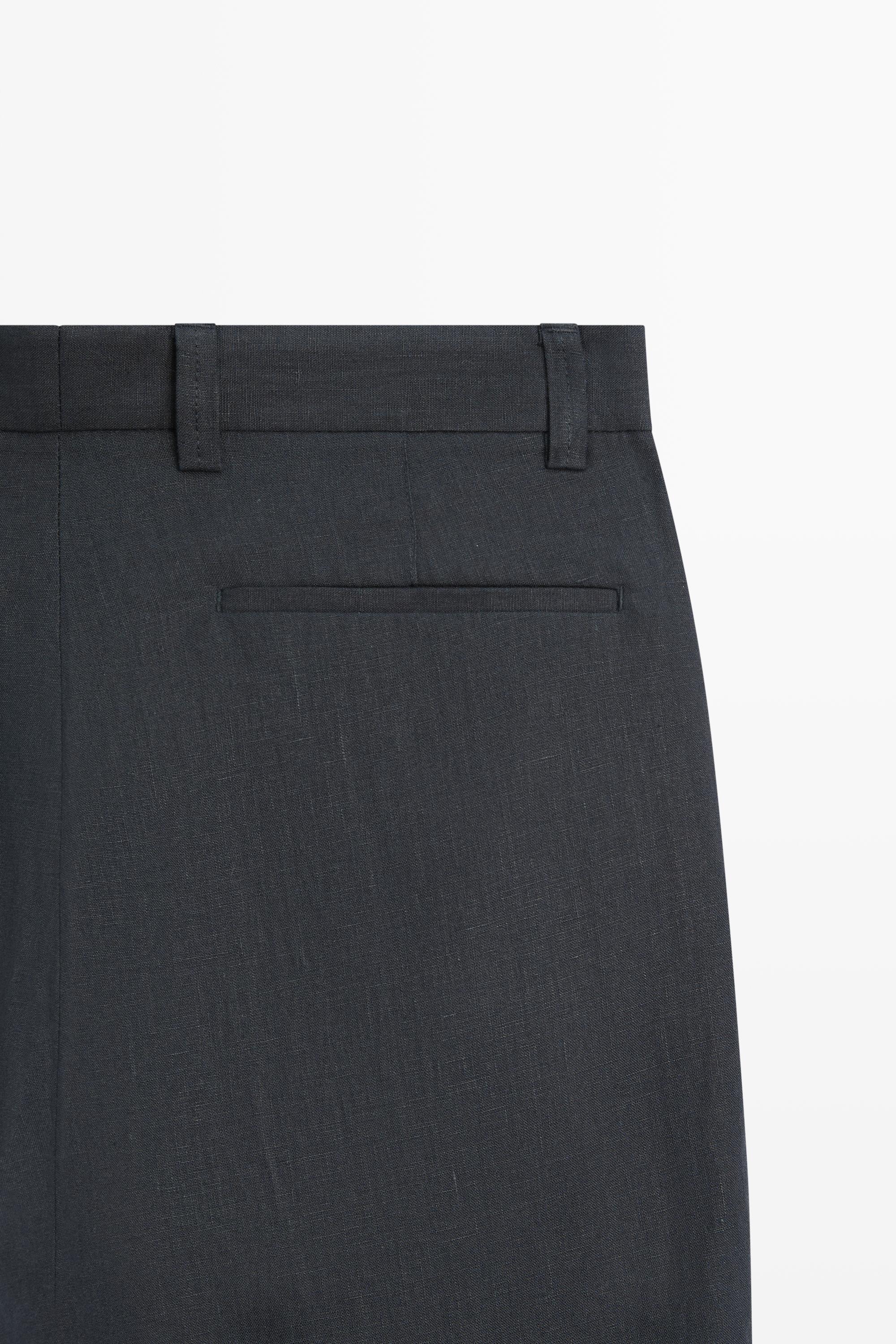 Straight-leg linen pants — DARK BLUE