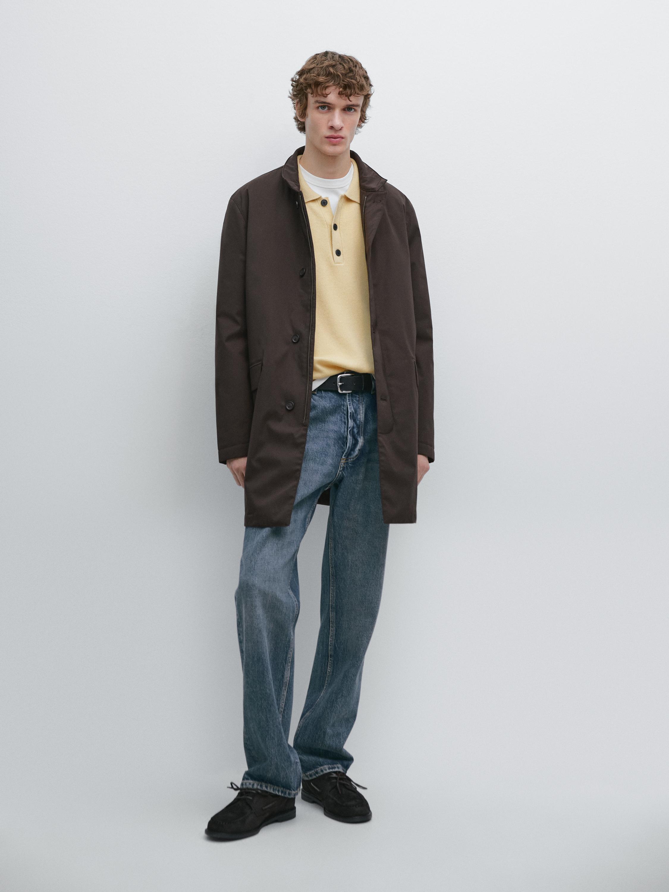 Water-repellent puffer jacket — Chocolate