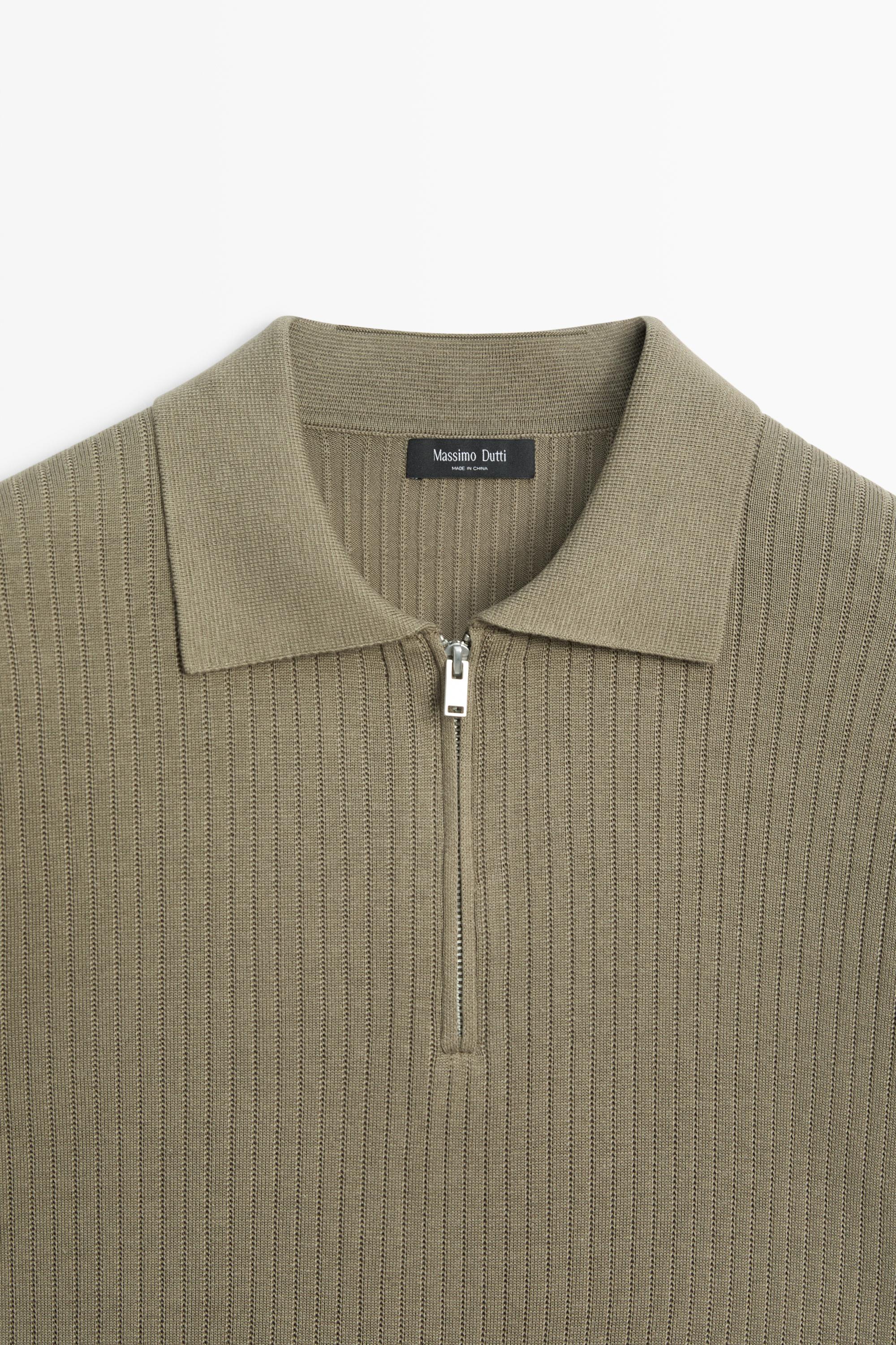 Cotton knit half-zip polo — GREEN