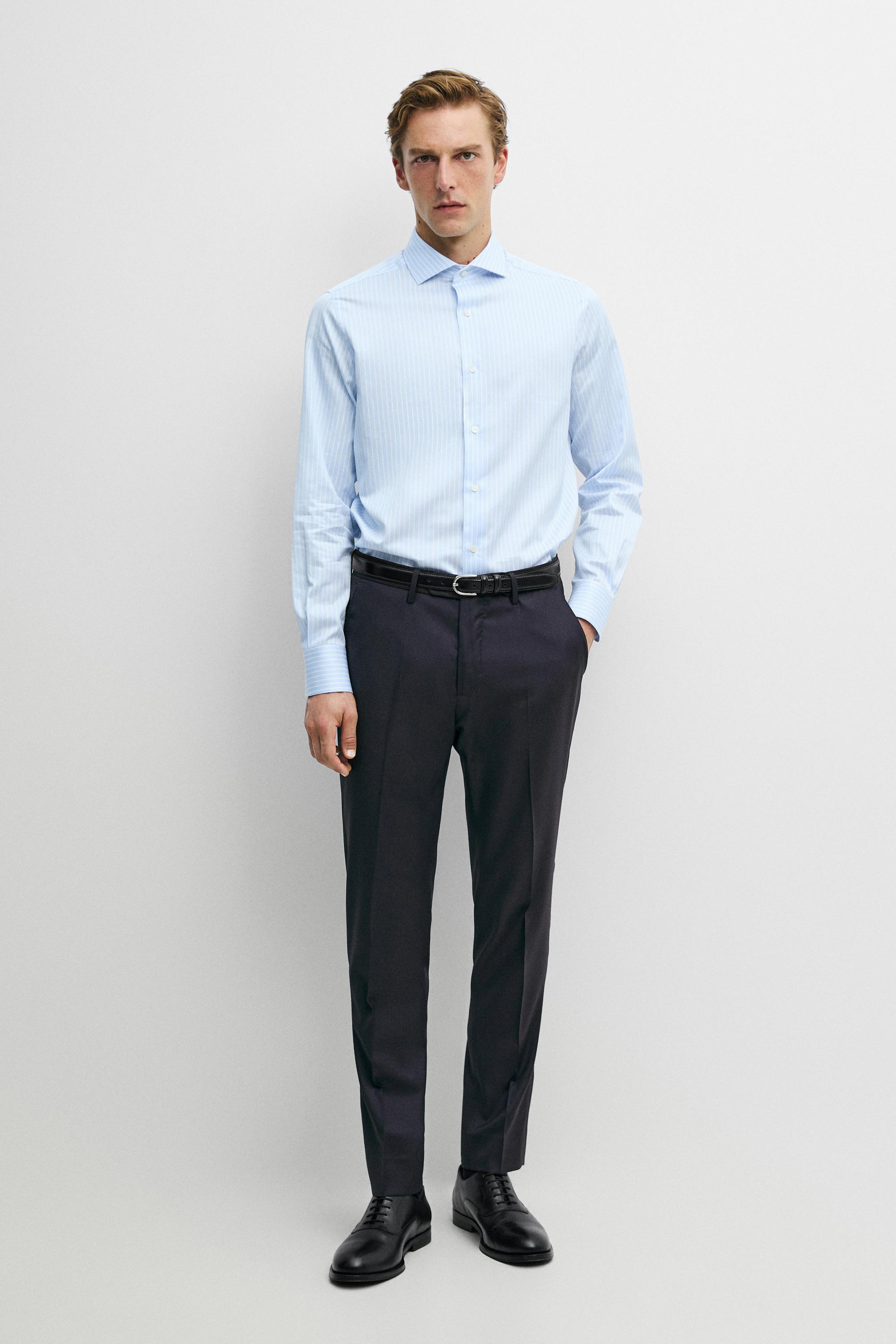 Slim fit striped 100% cotton shirt