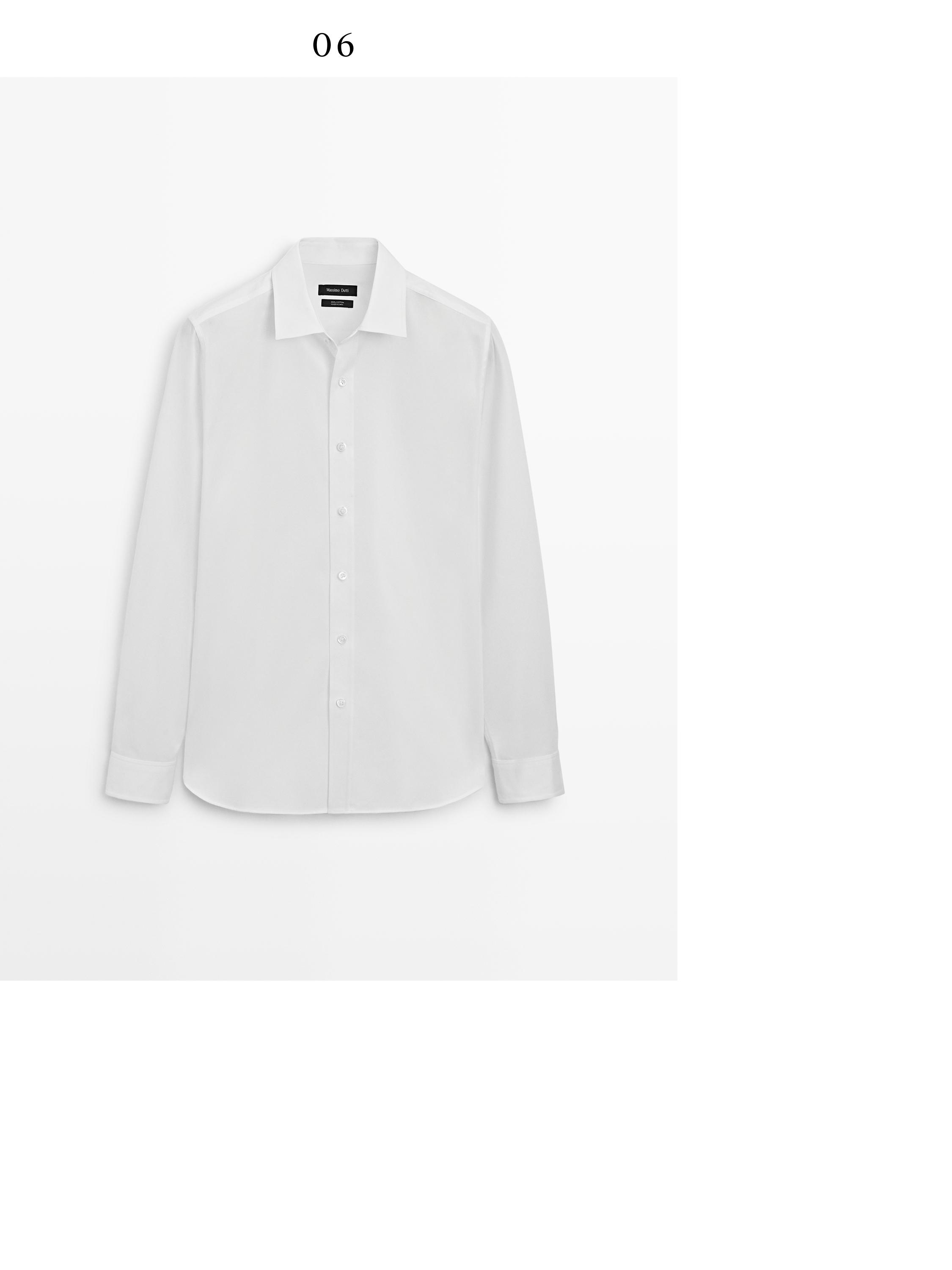 Slim fit 100% cotton shirt — WHITE