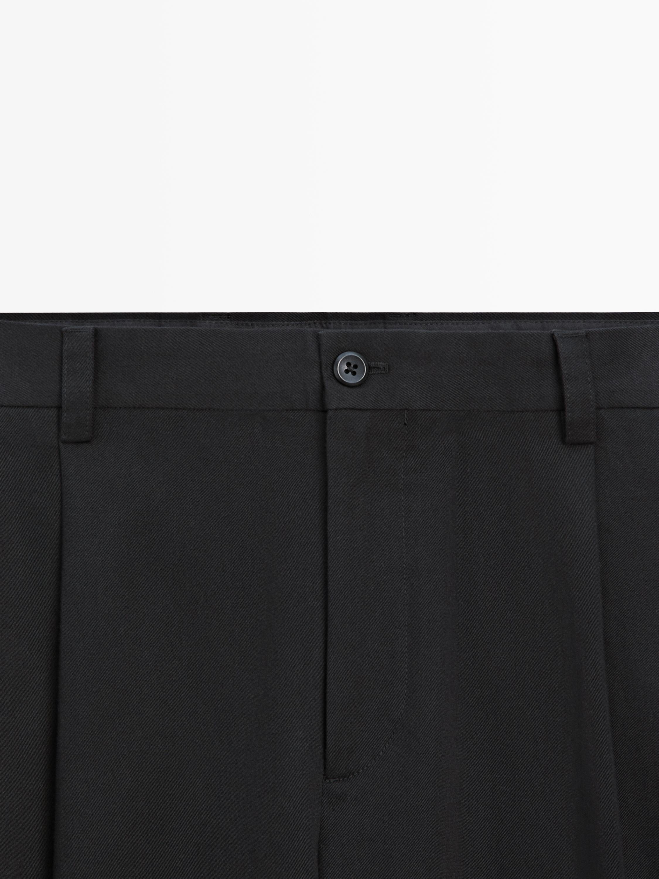 Cotton trousers with darts — NAVY BLUE