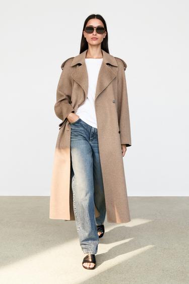 Long wool blend trench coat — TAUPE GREY 1