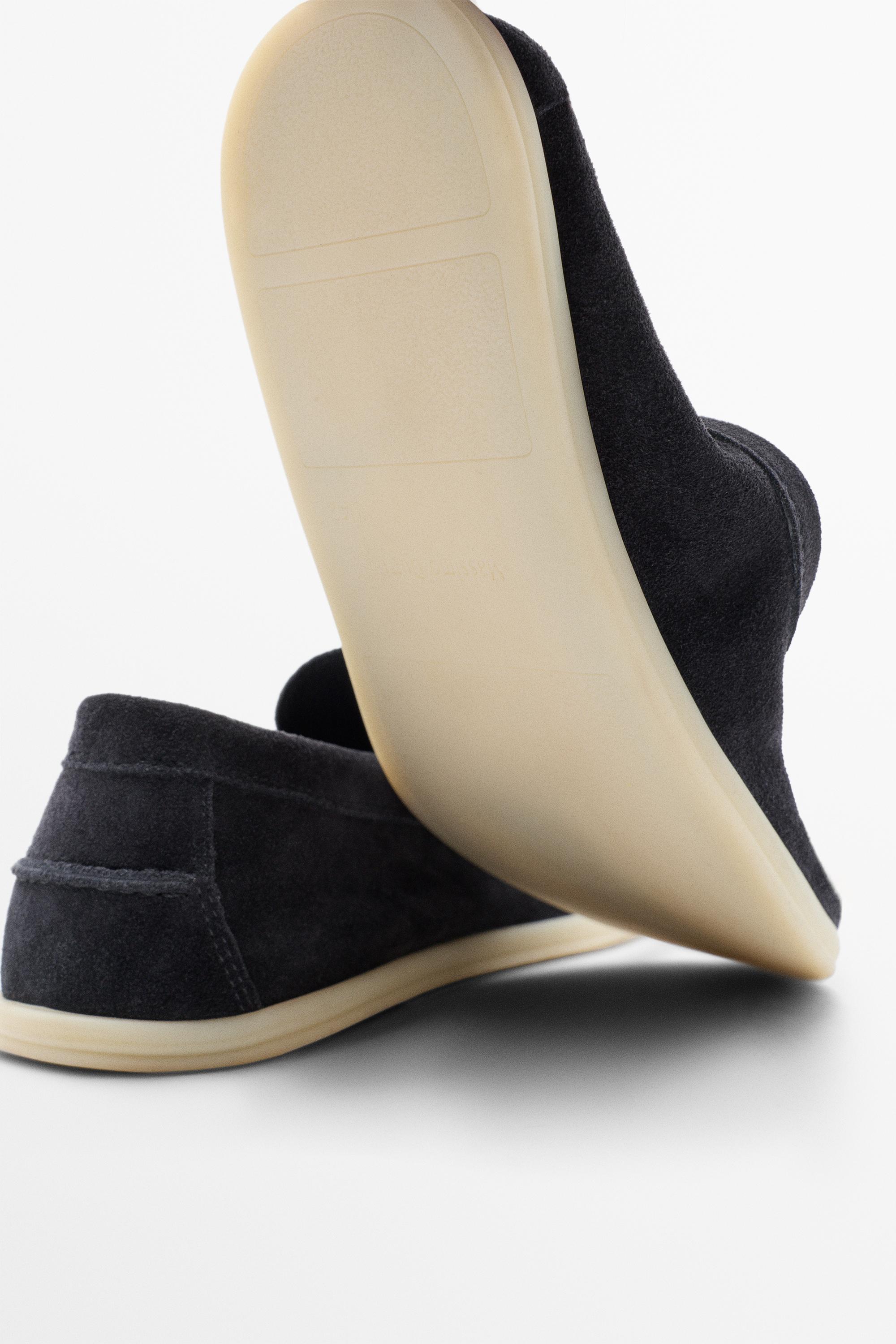 Soft split leather loafers — BLUE