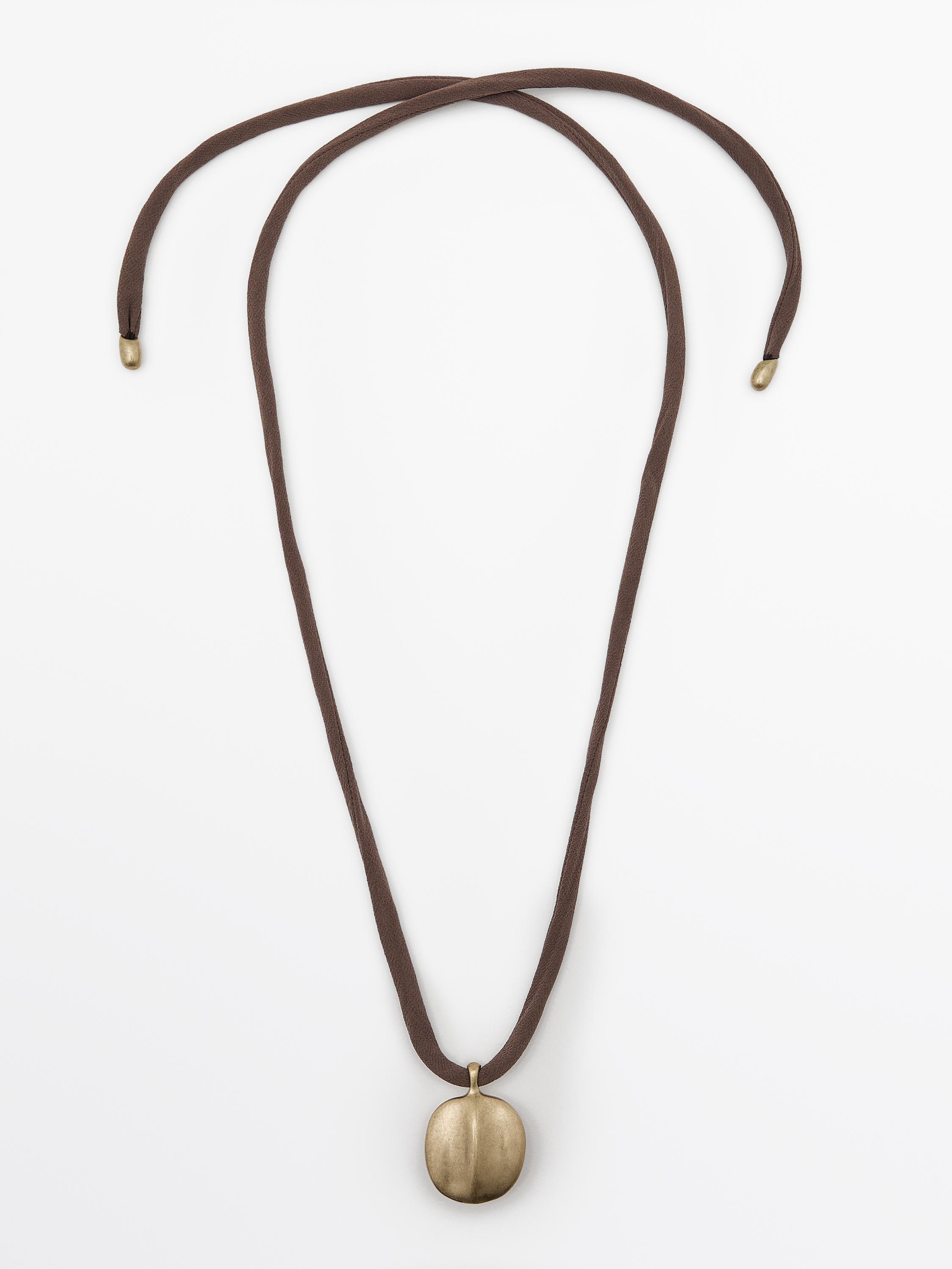 Leaf and silk cord necklace