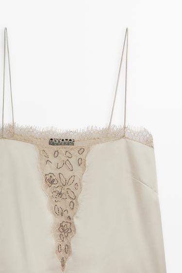 Thin-strap lace camisole — Beige-pink 4
