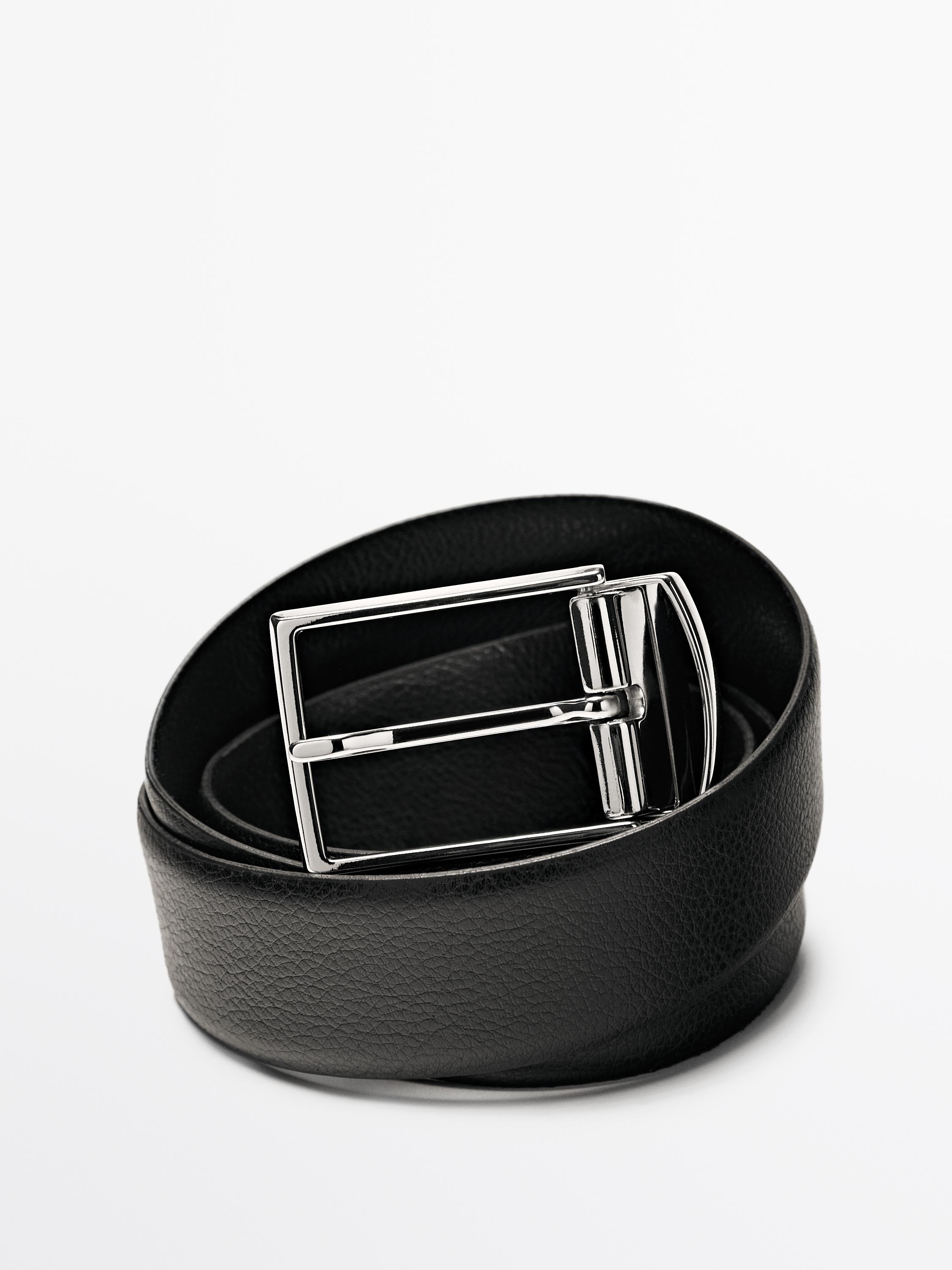 Reversible nappa leather belt — BLACK