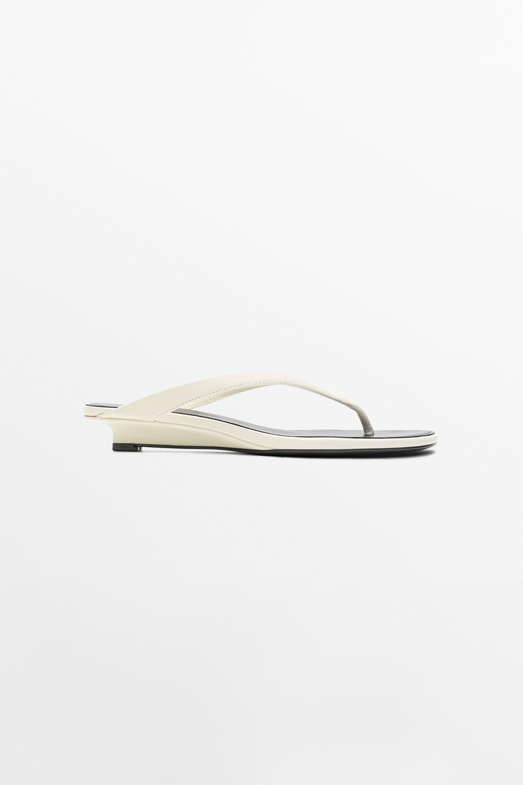 Mid-heel sandals with toe divider — WHITE