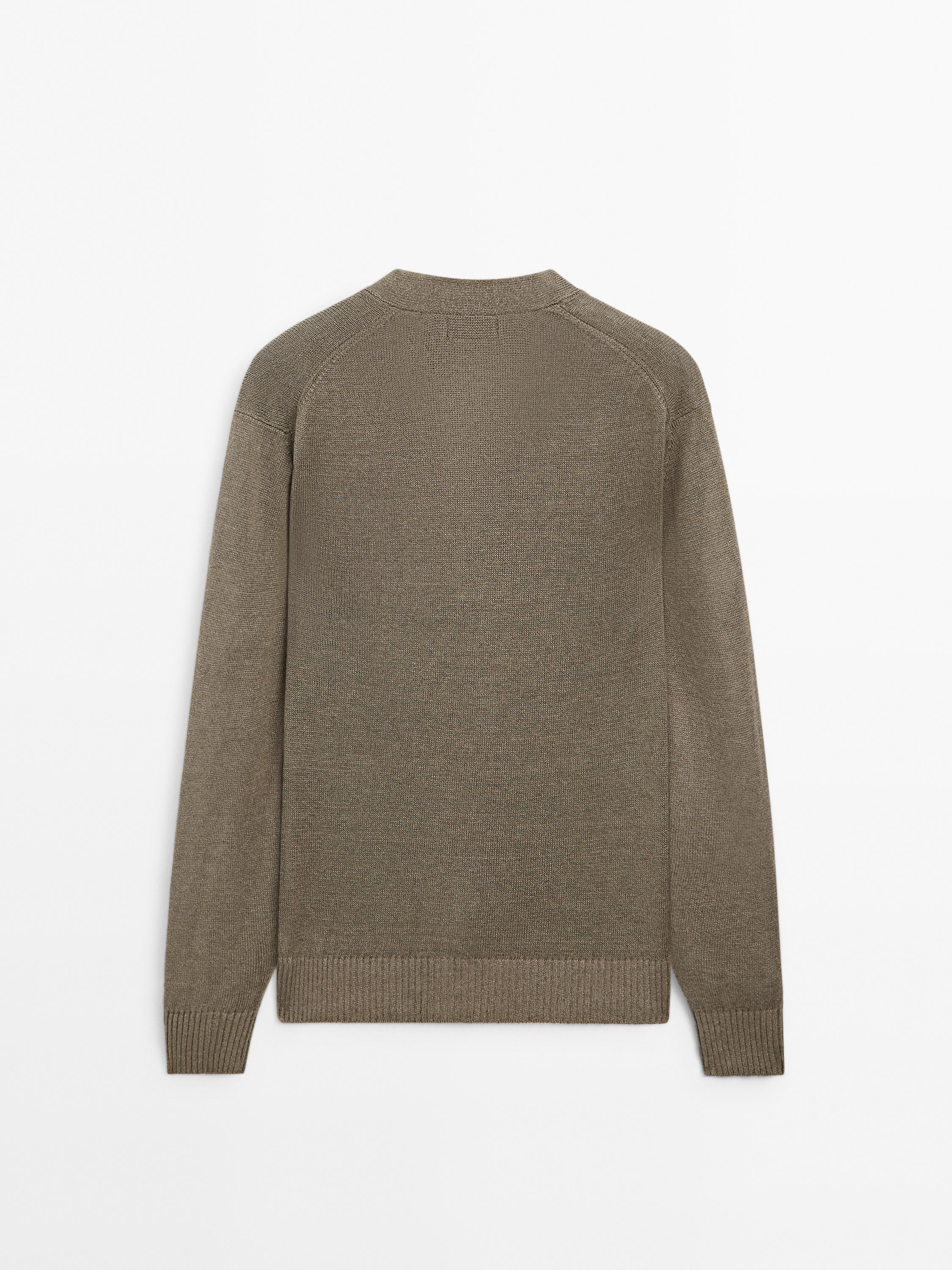 Linen blend knit cardigan