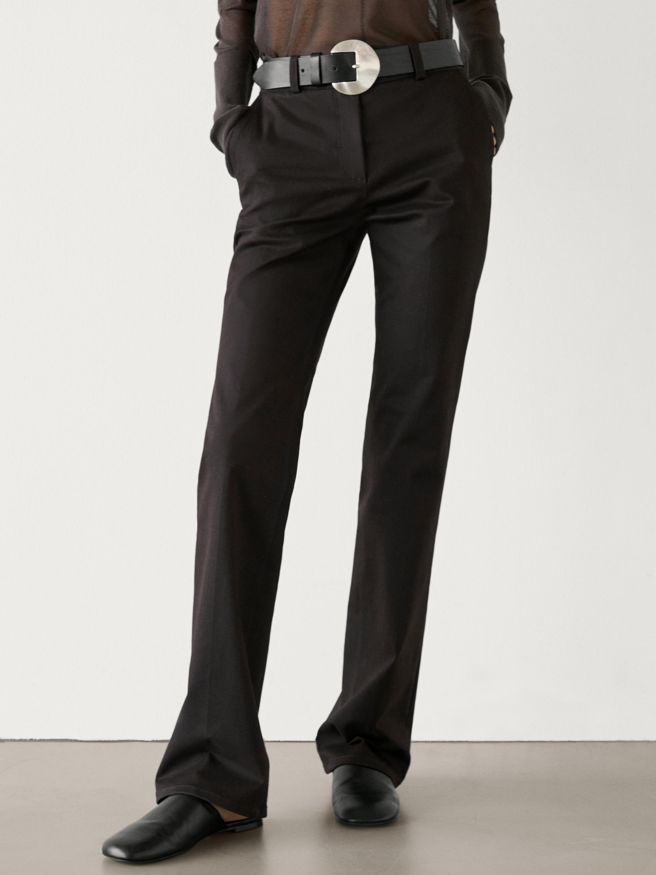 Low-rise slim fit flared trousers