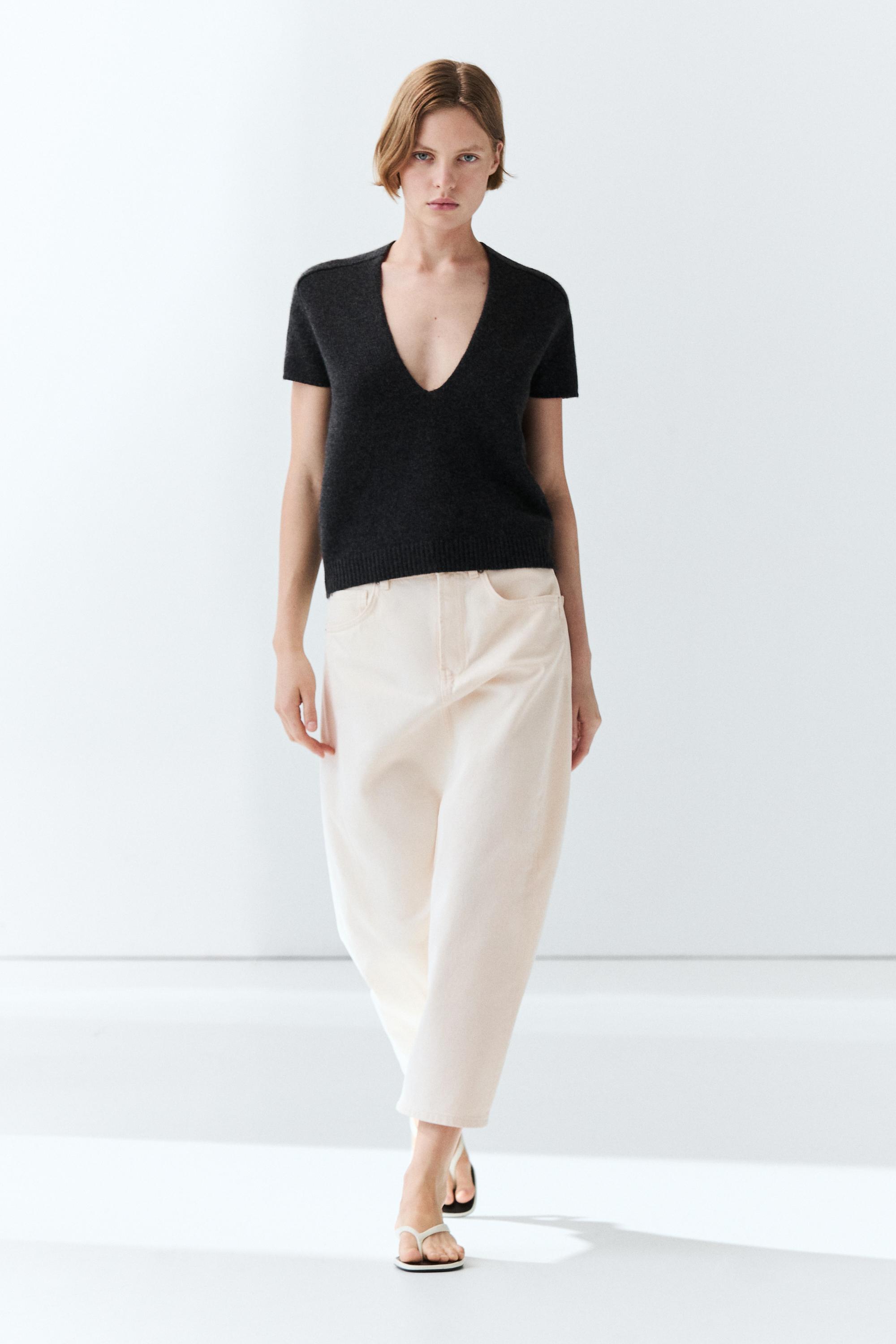 Maglia a maniche corte 100% cashmere