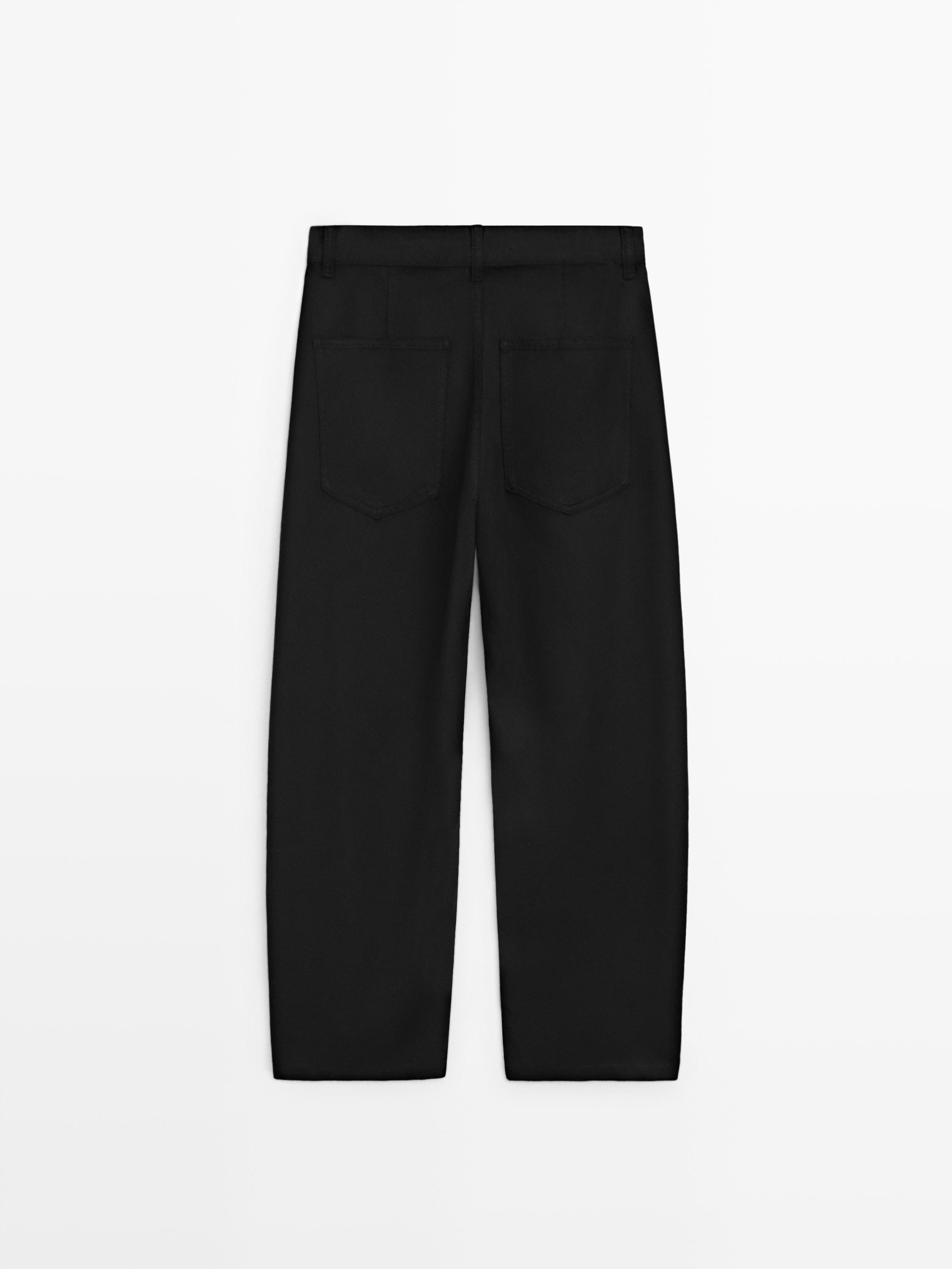 Flowing barrel fit trousers — BLACK