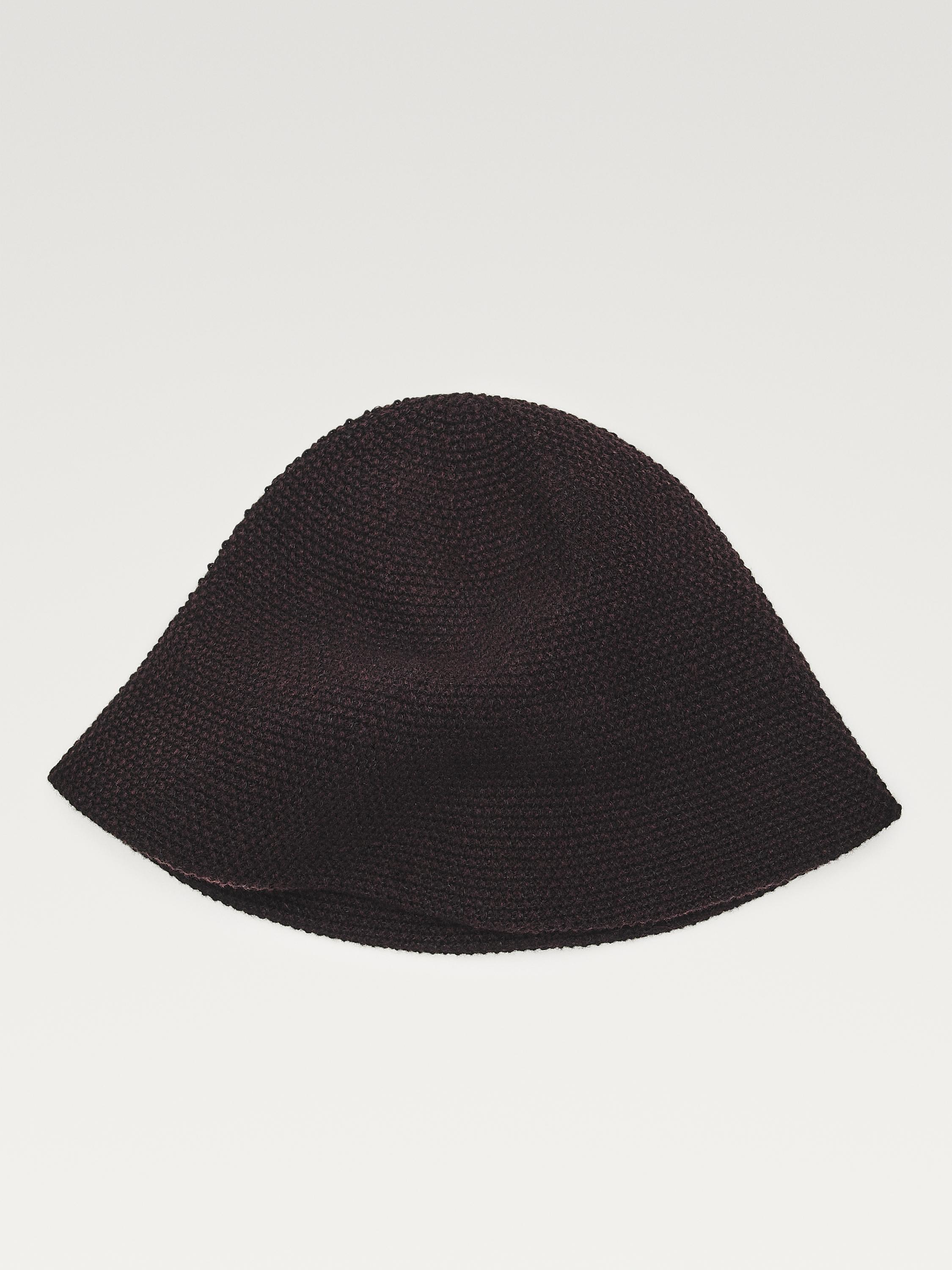 Wool blend knit beanie — BROWN
