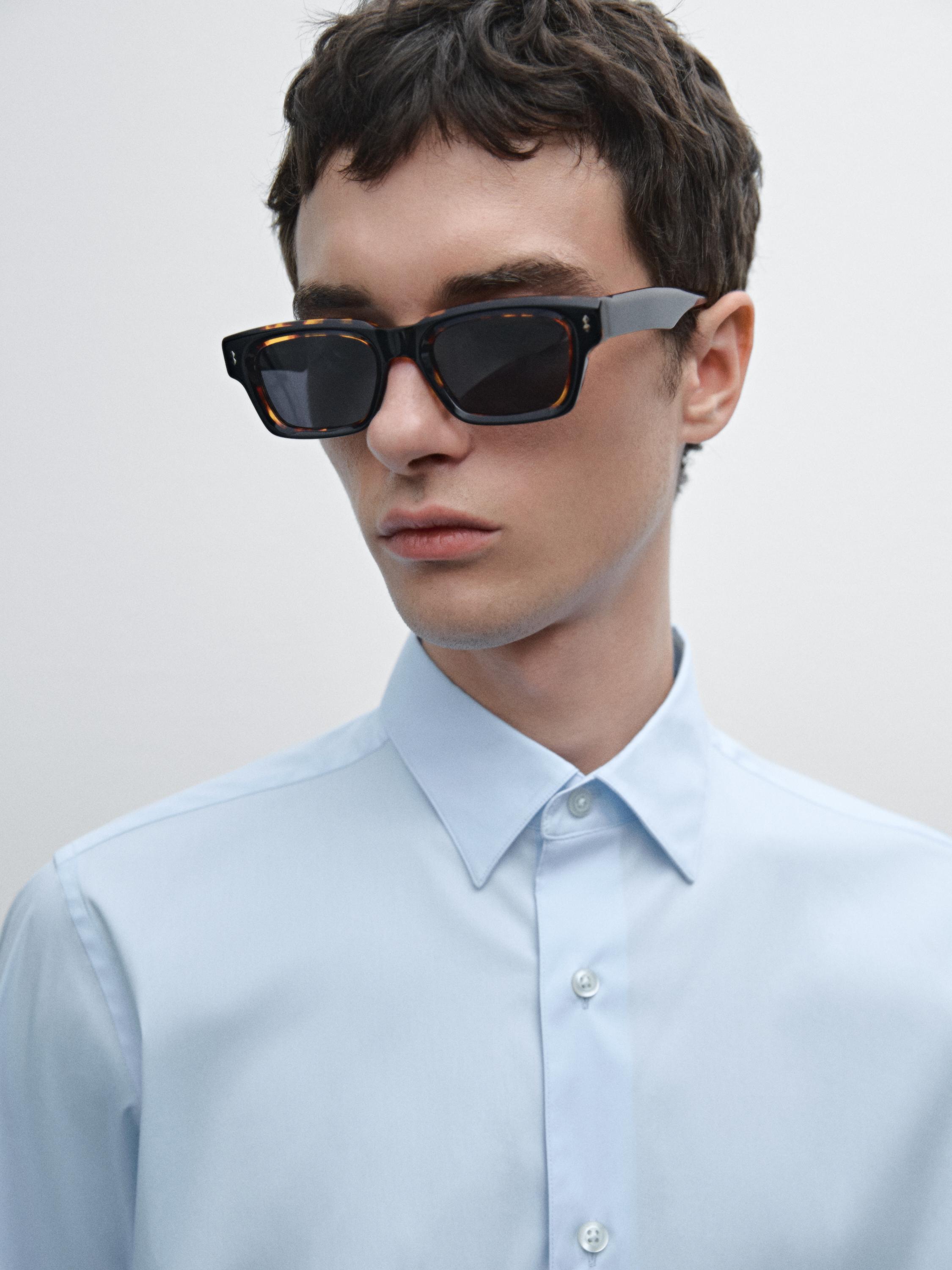 Slim fit stretch cotton blend shirt