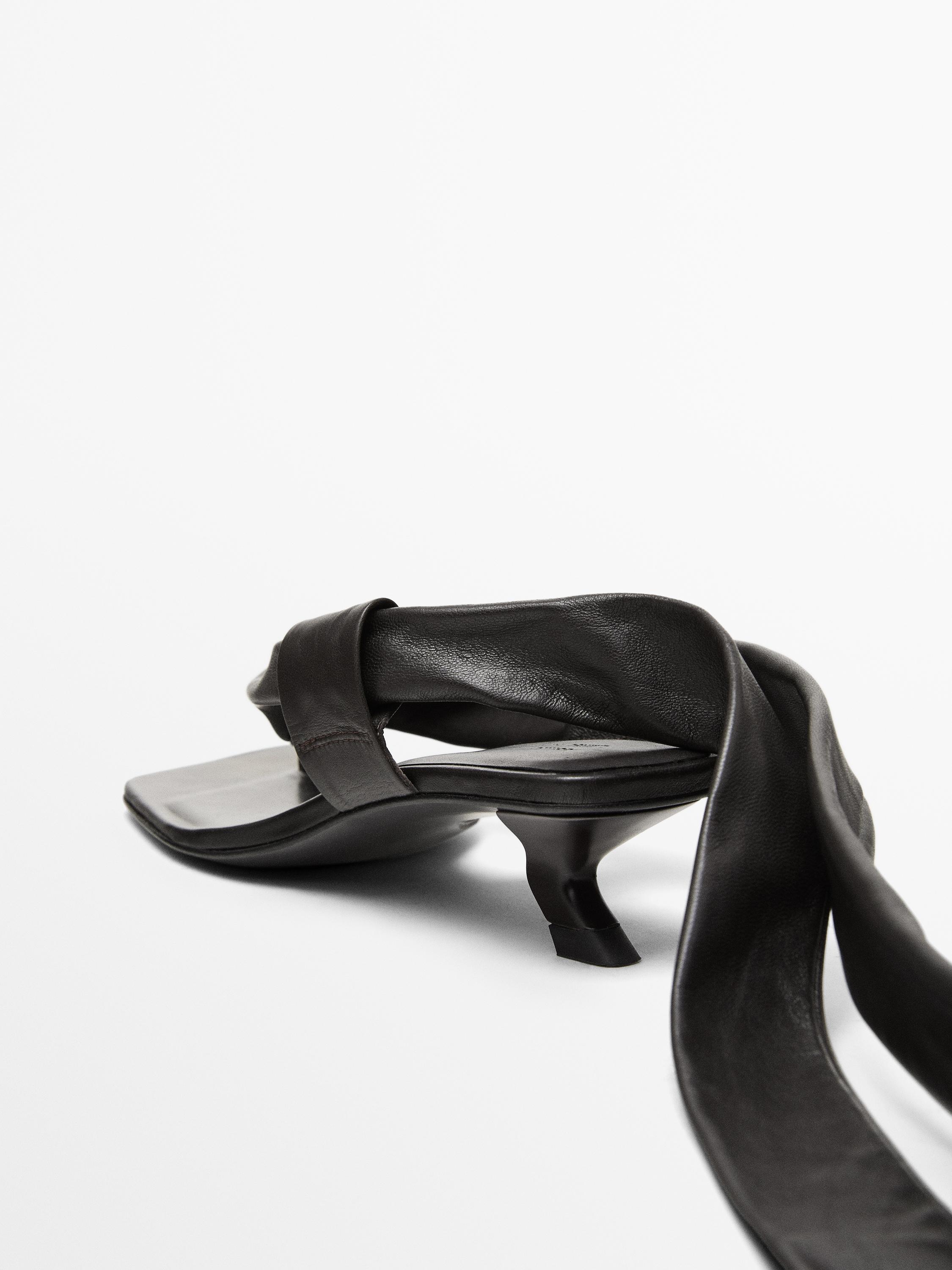 Leather high-heel sandals with tie detail - Limited Edition
