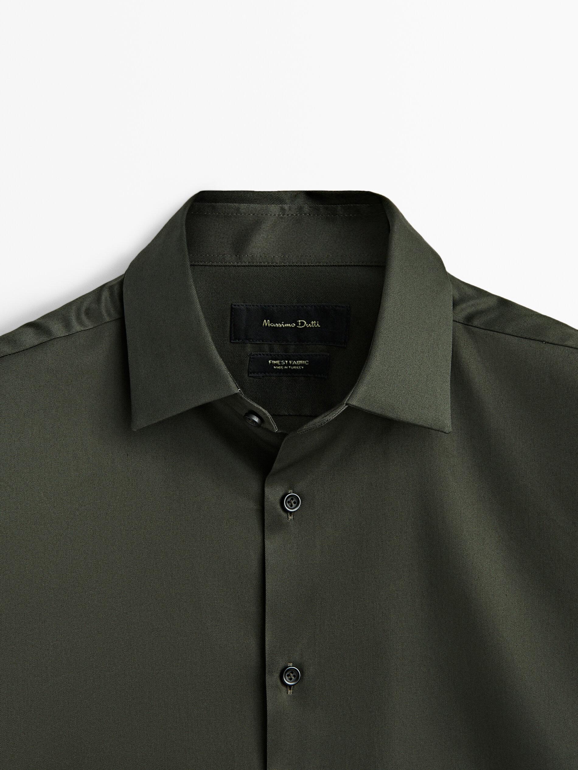 Slim fit cotton blend shirt