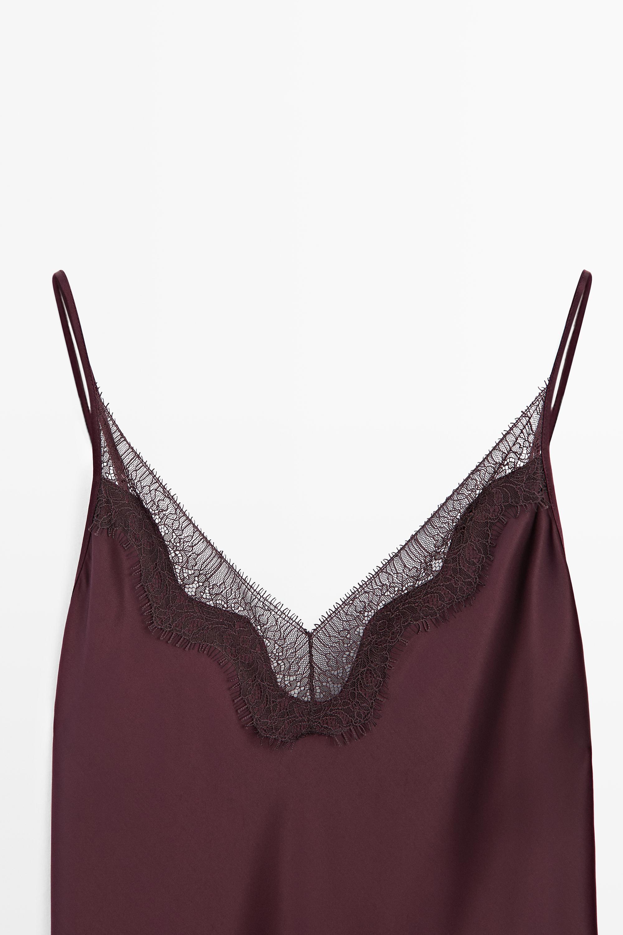 Flowing midi slip dress — BURGUNDY