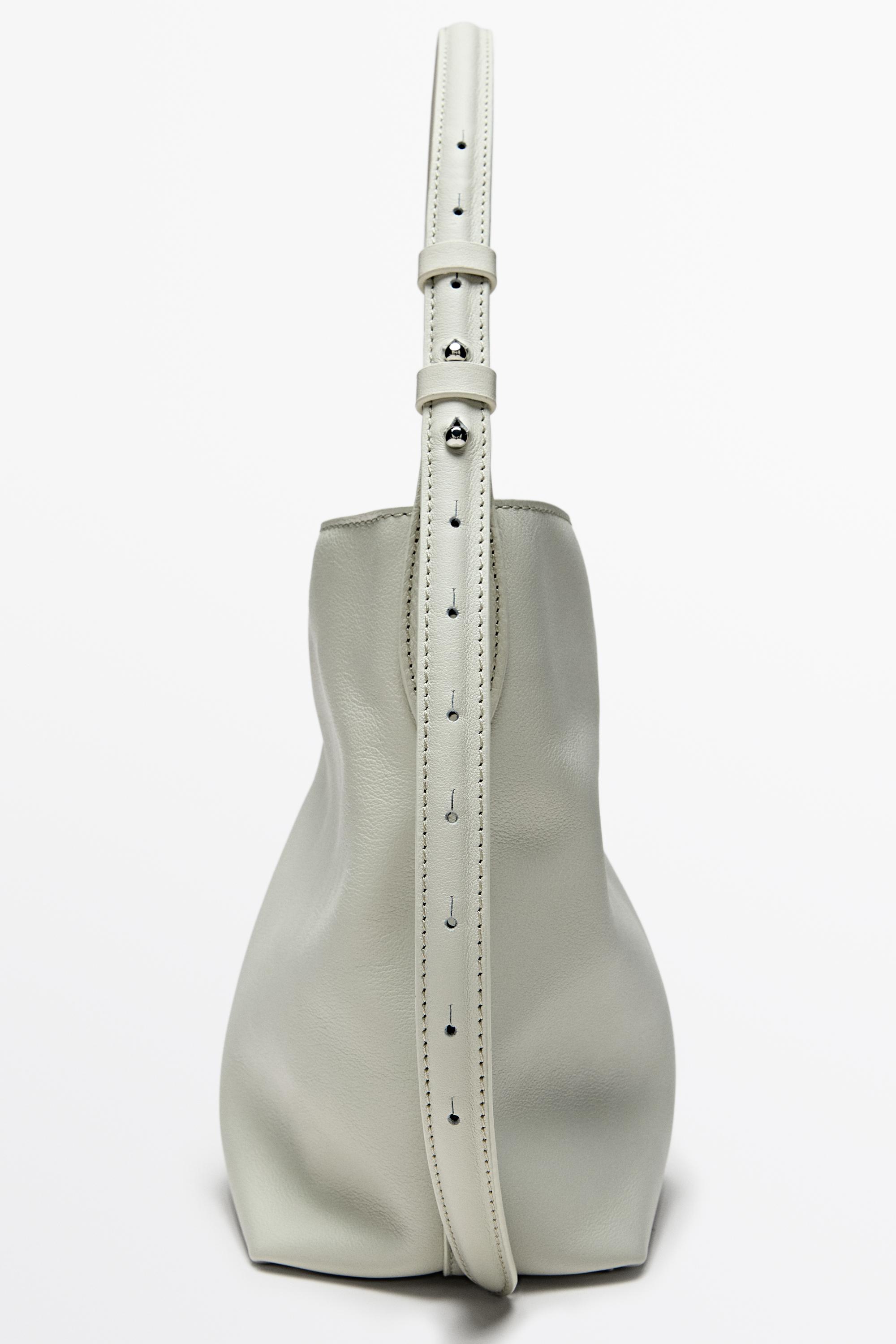 Nappa leather mini bucket bag — Off white