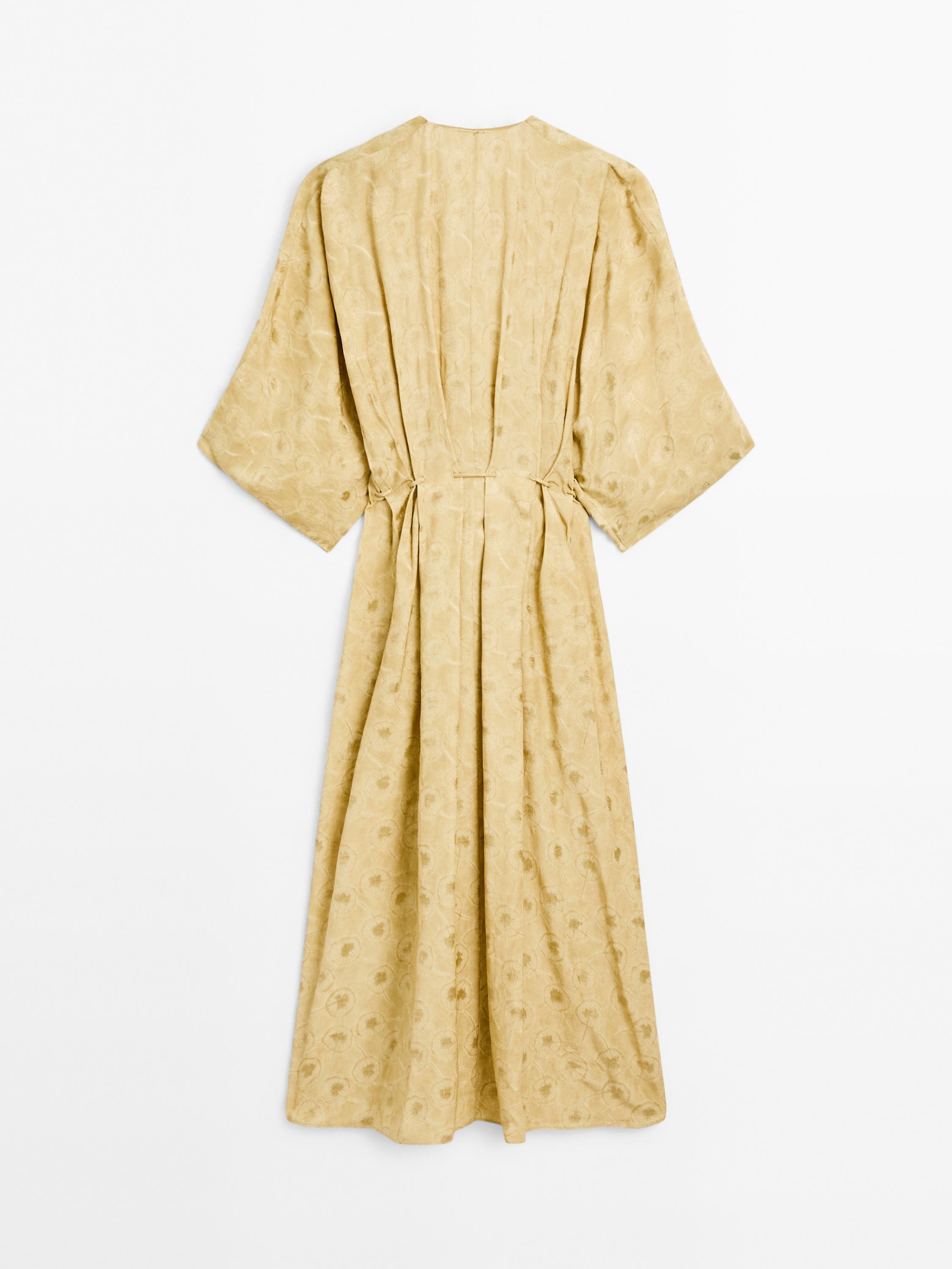 Flowing jacquard print midi dress