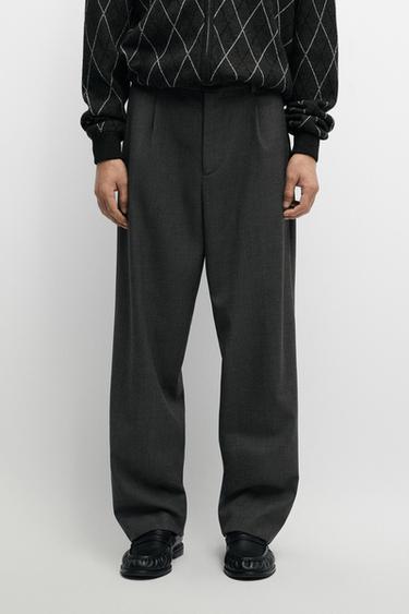 100% cool wool relaxed fit pants with darts — GREY 3