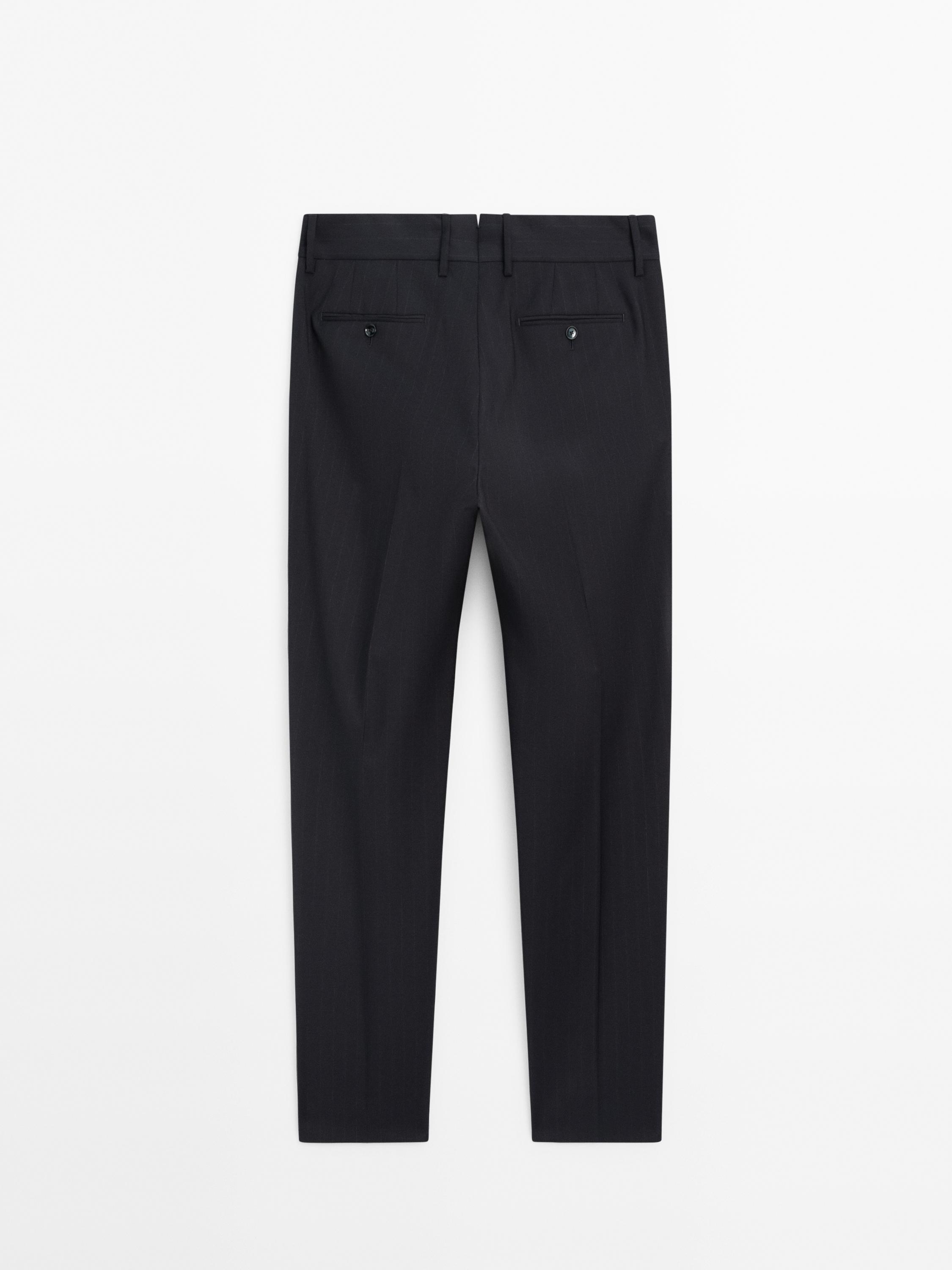 Regular fit pinstripe suit trousers