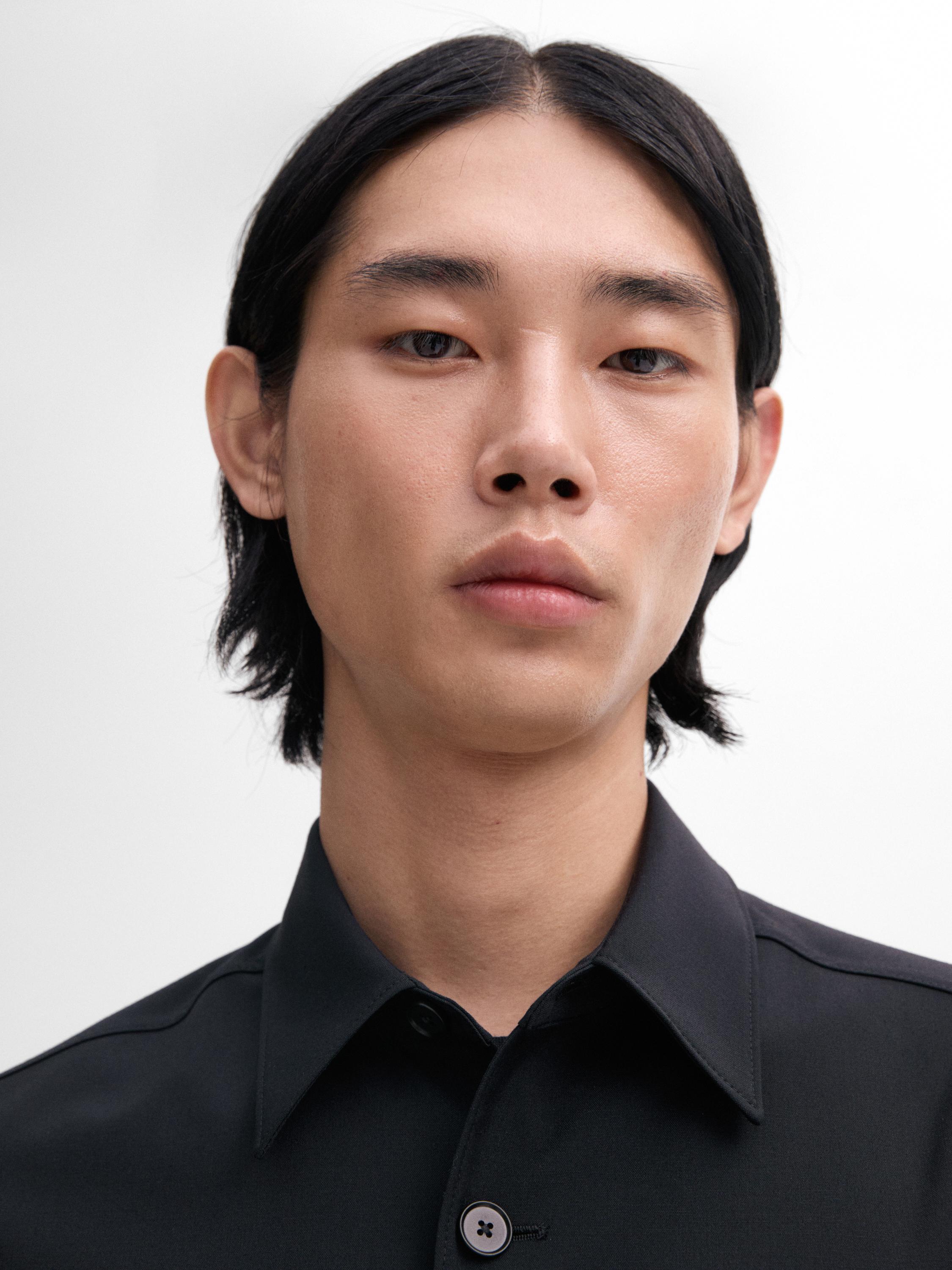 Wool blend overshirt with pocket
