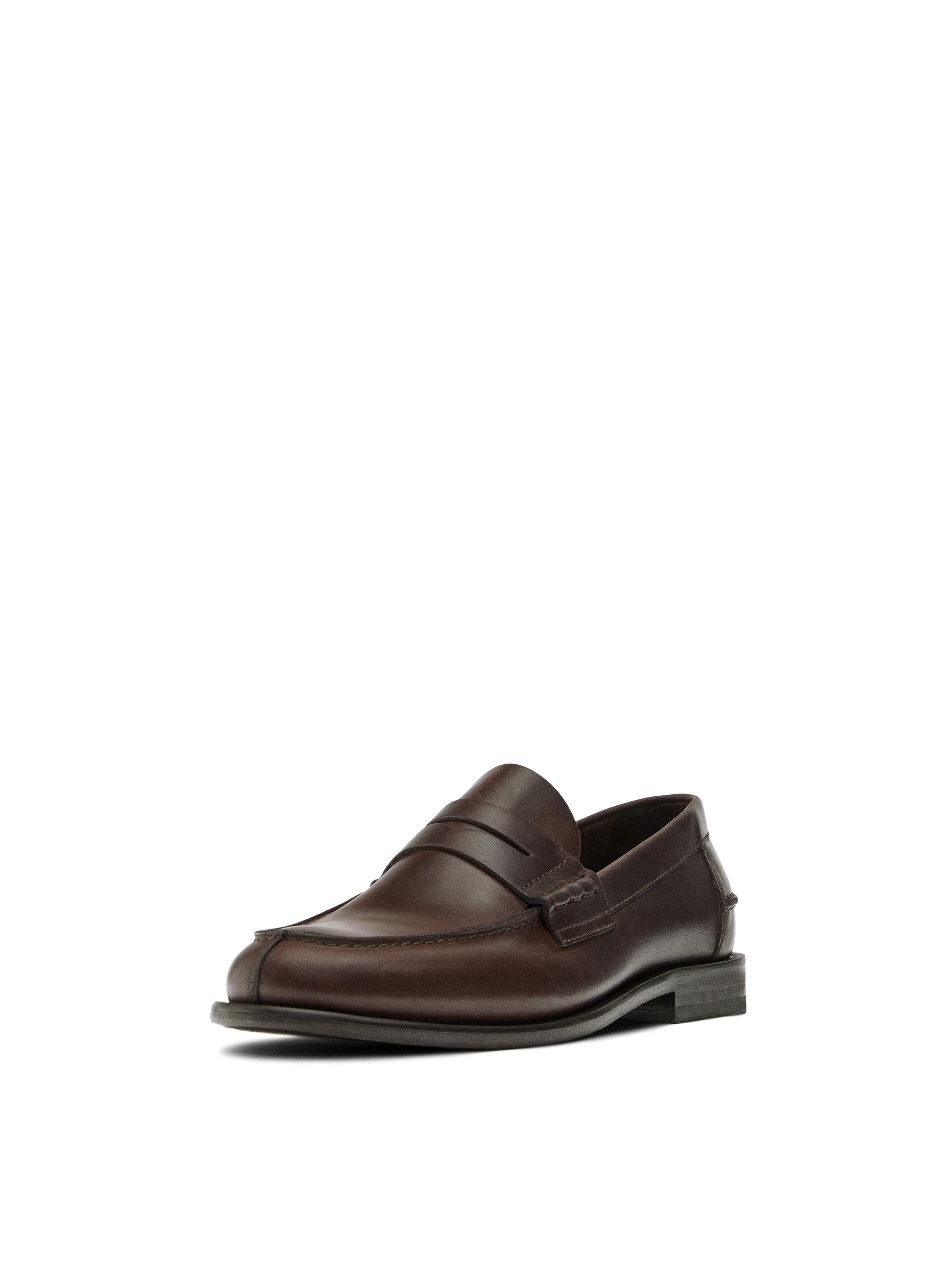 Leather loafers with penny strap — TAN