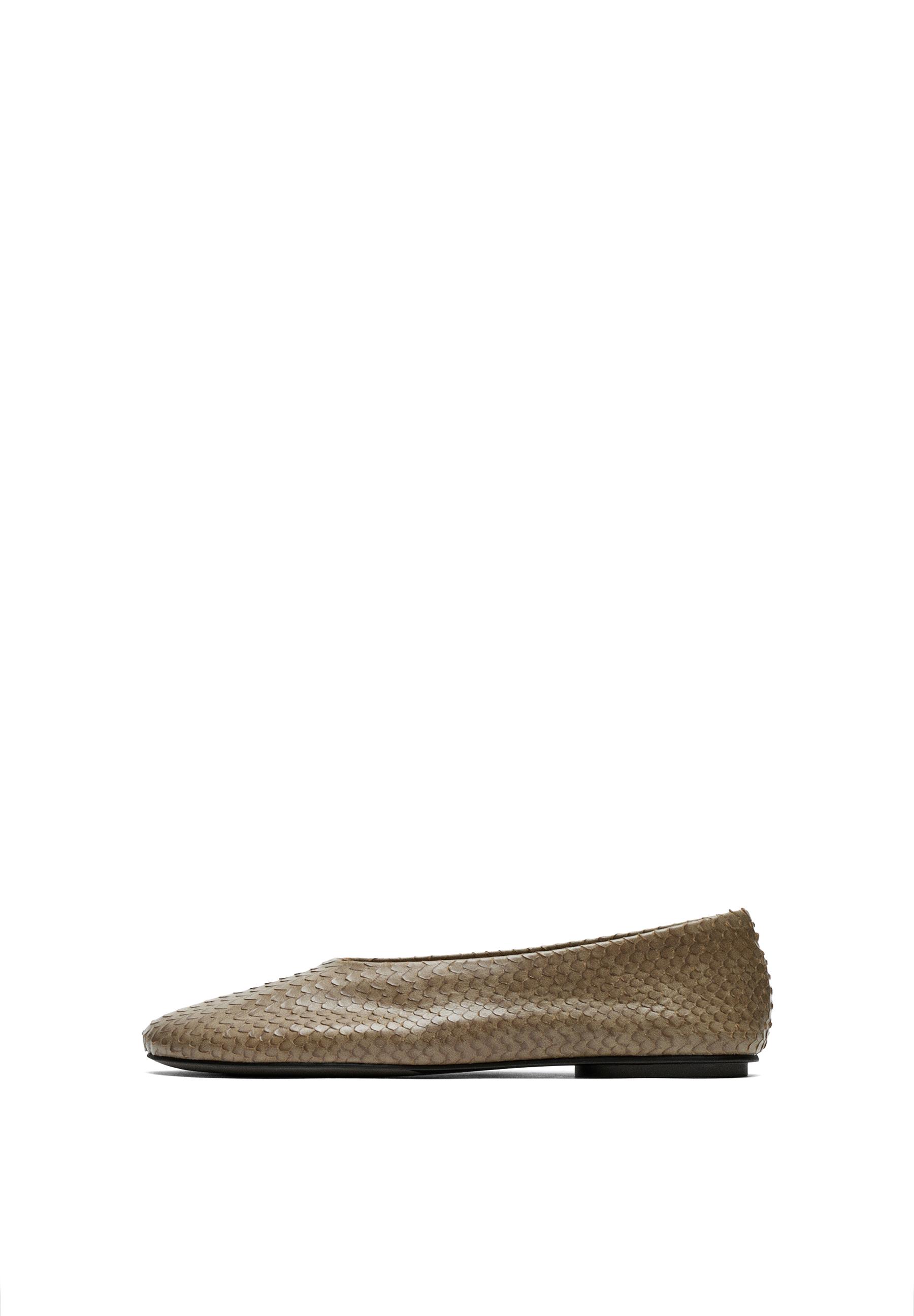 Round toe leather ballerinas — ANIMAL PRINT