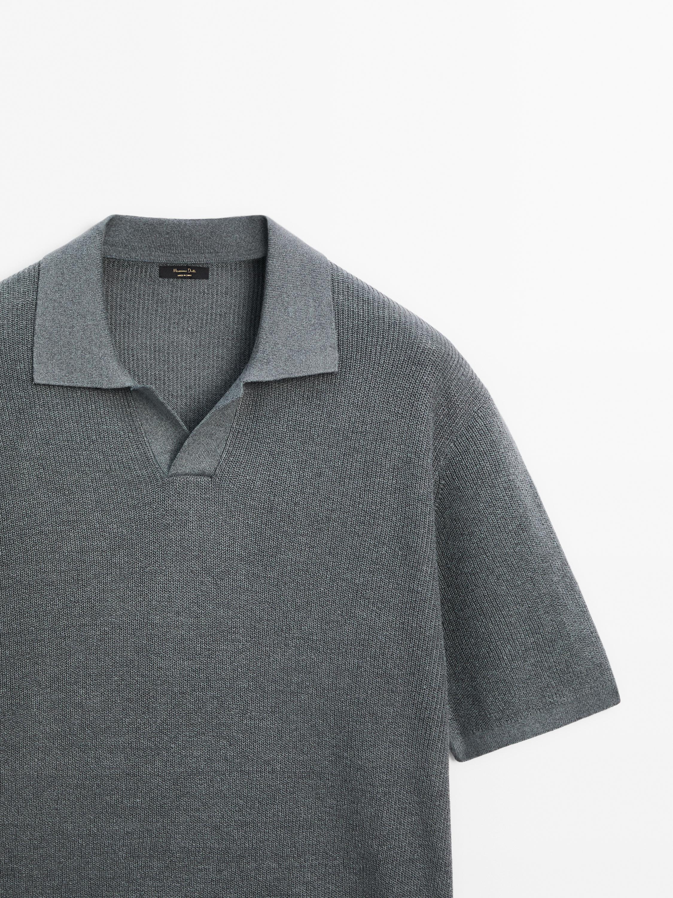 Polo en maille de lin mélangé