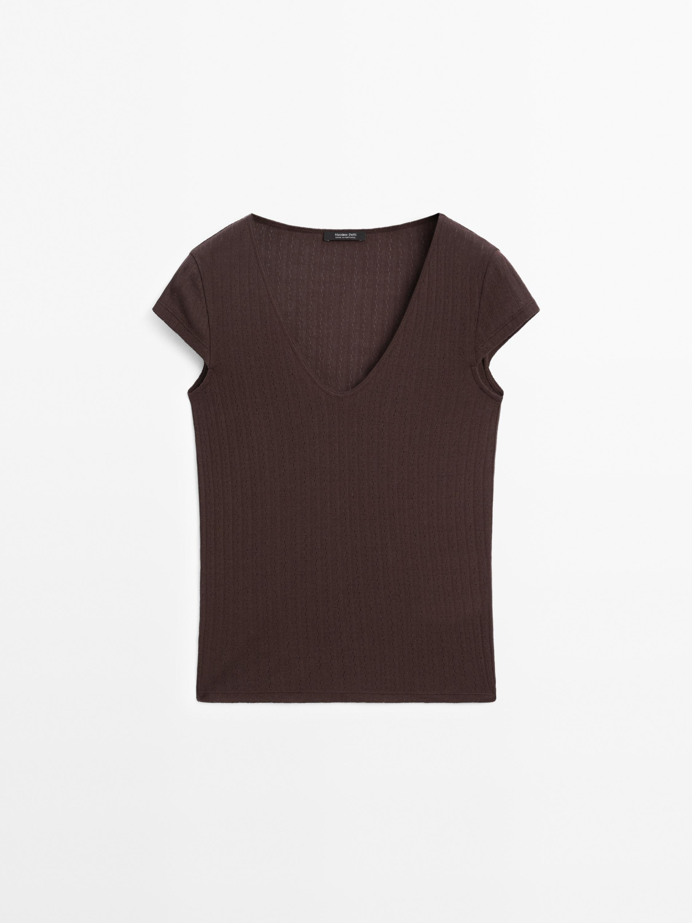 Pointelle cutwork T-shirt