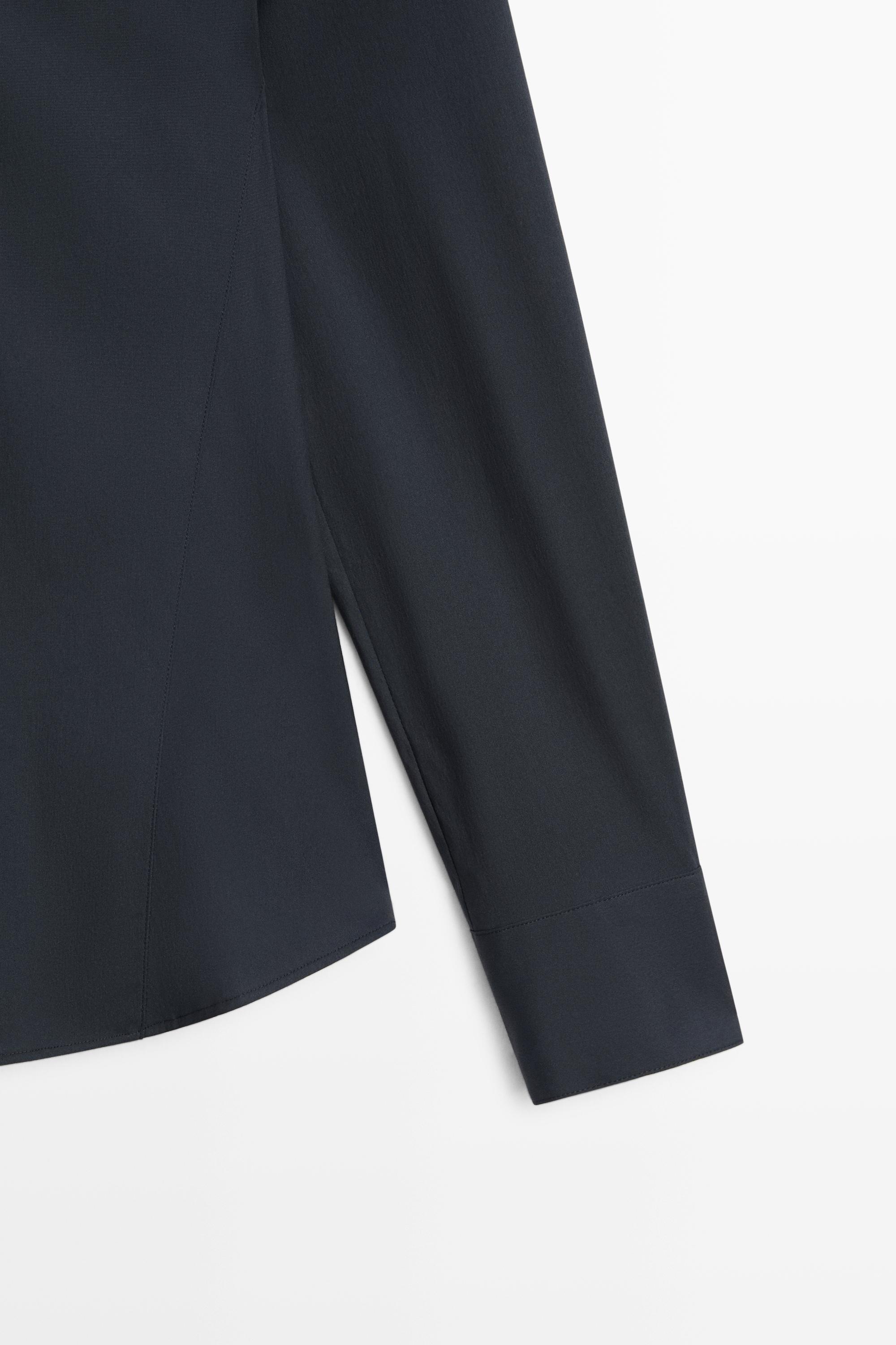 Cotton blend poplin shirt — NAVY BLUE