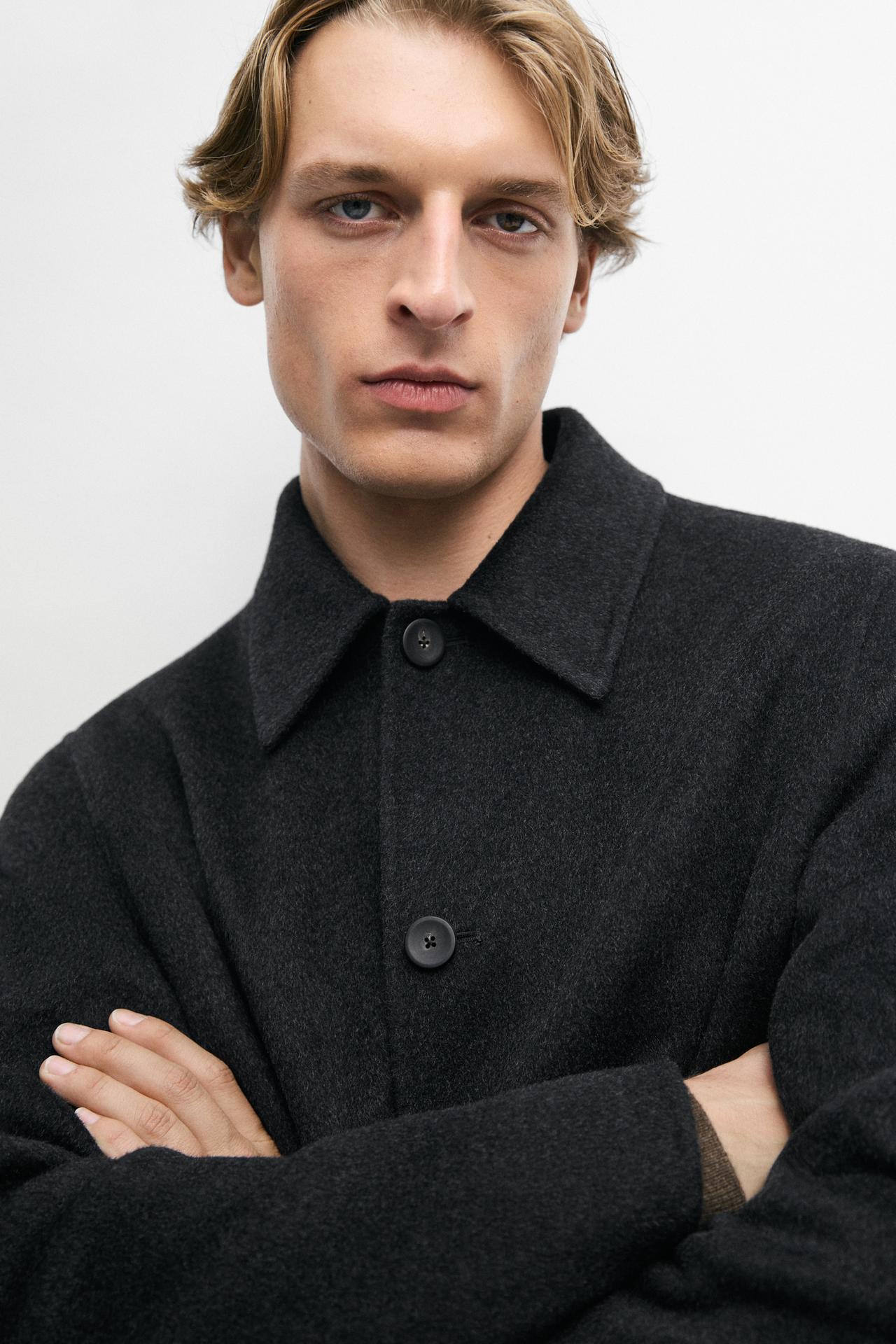 Long wool blend coat — CHARCOAL