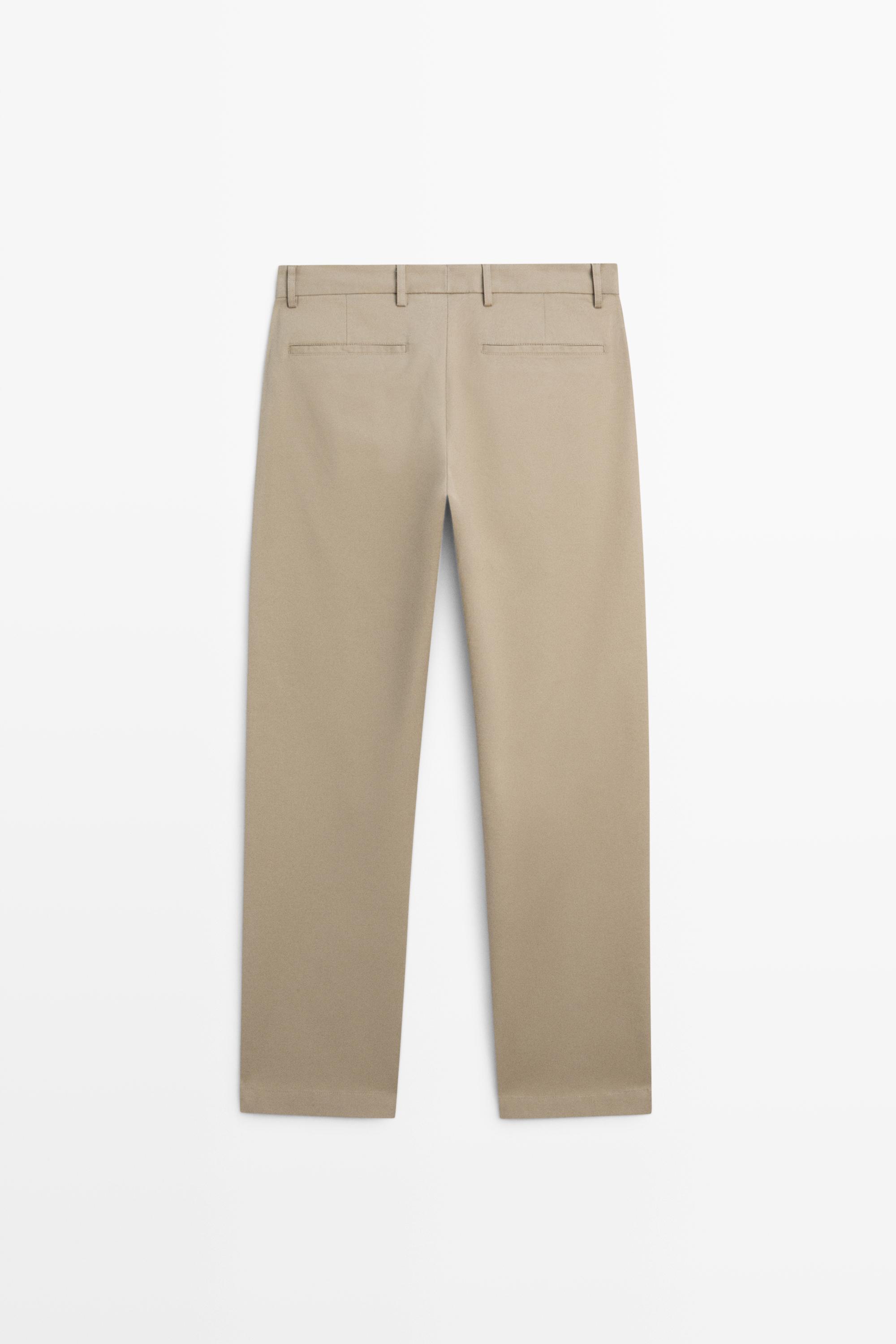 Cotton blend tapered fit trousers — GREEN