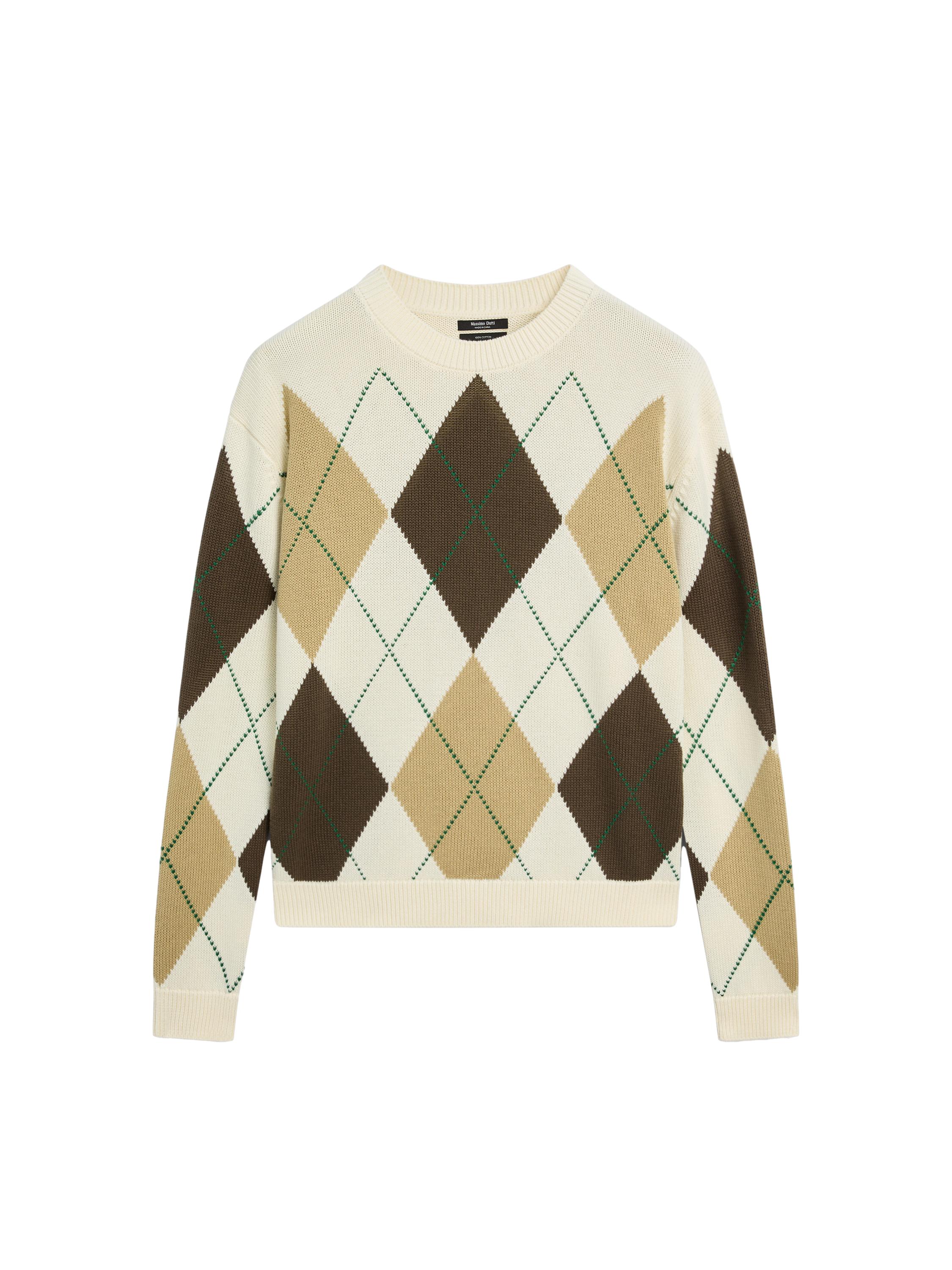 Pamuklu Argyle detaylı triko kazak