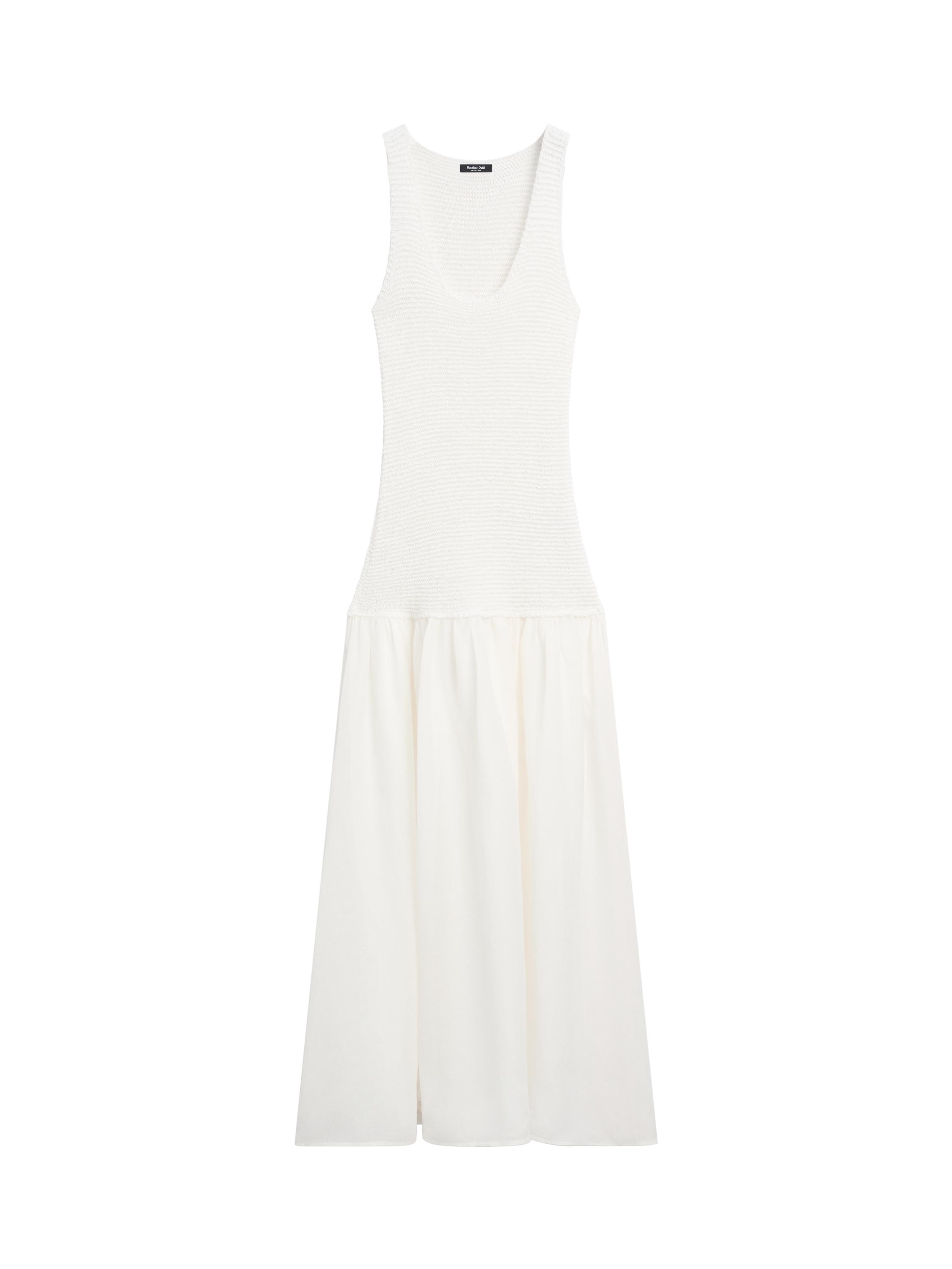 Long matching linen blend dress - PURE WHITE Long matching linen blend dress - PURE WHITE