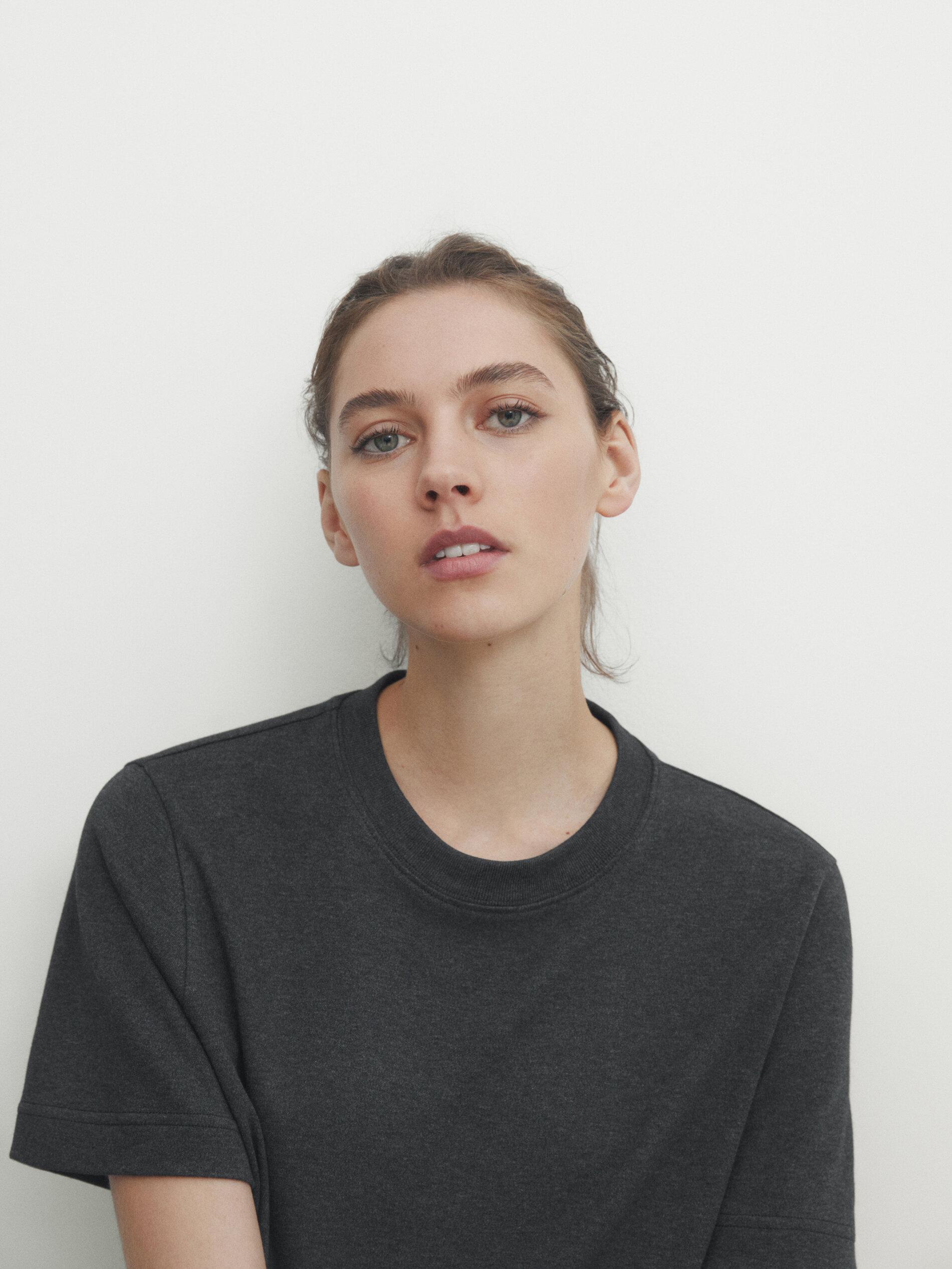 100% cotton interlock crew neck T-shirt — ANTHRACITE GREY