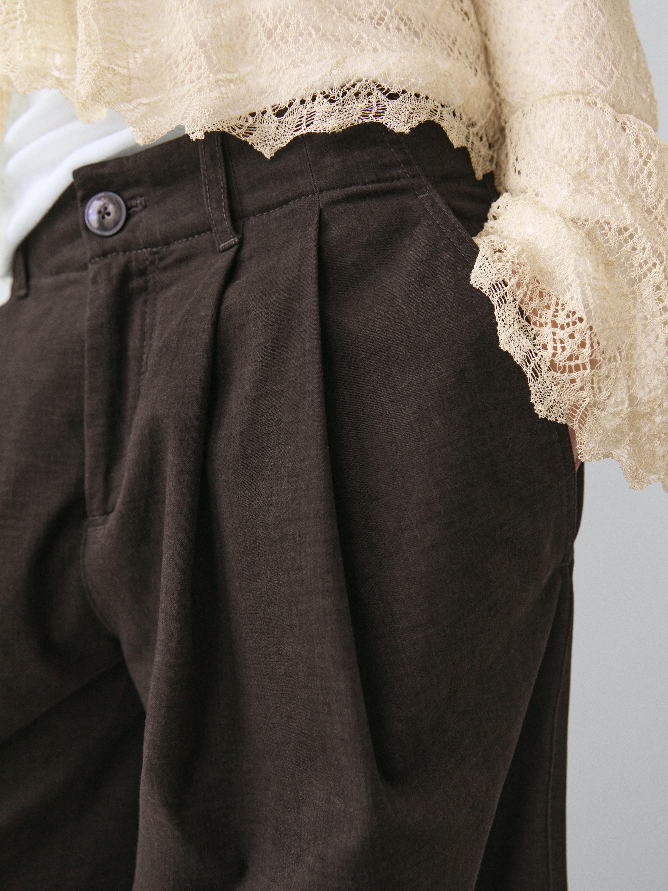 Wide-leg trousers with darts — CAMEL
