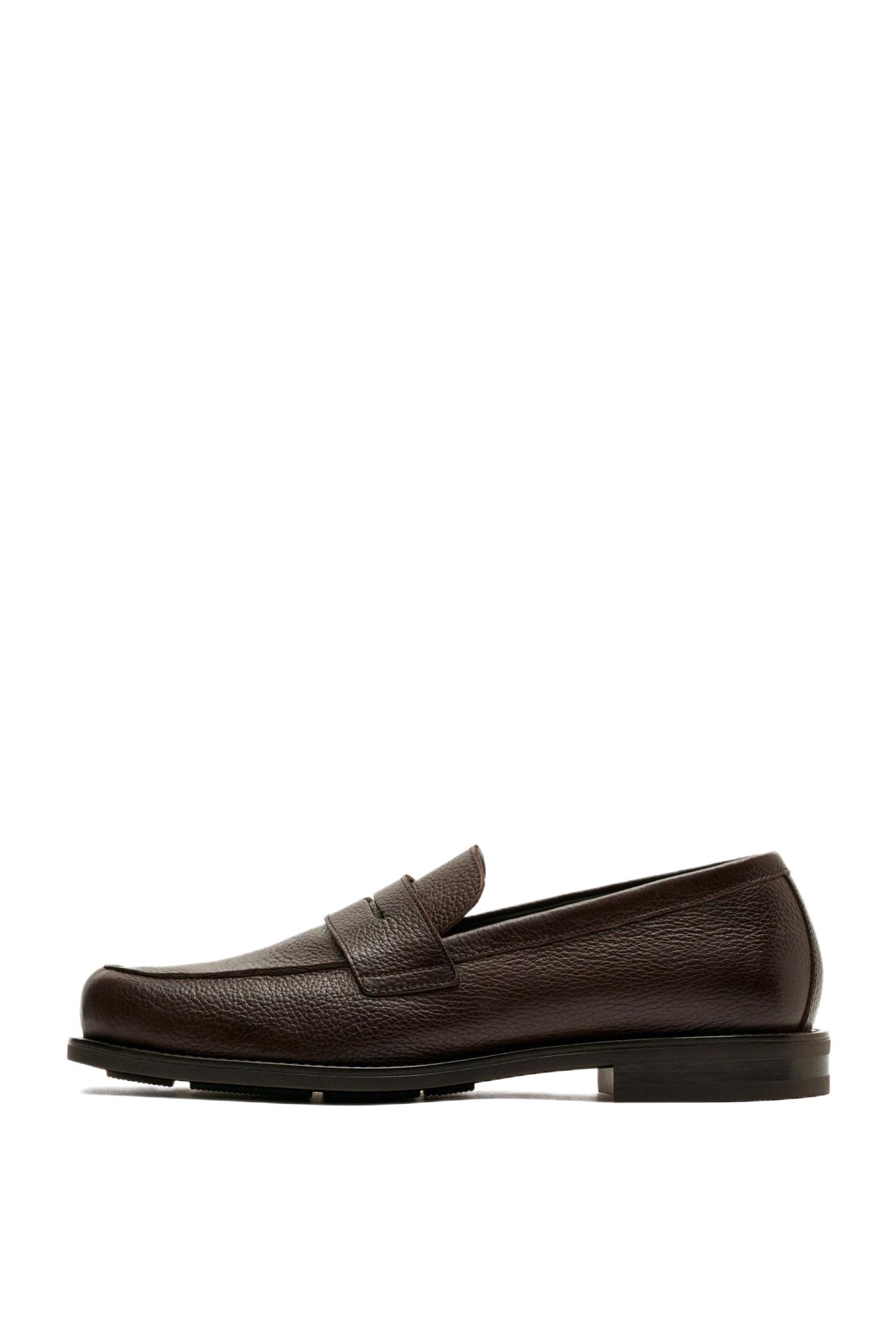 Split suede leather loafer — BROWN