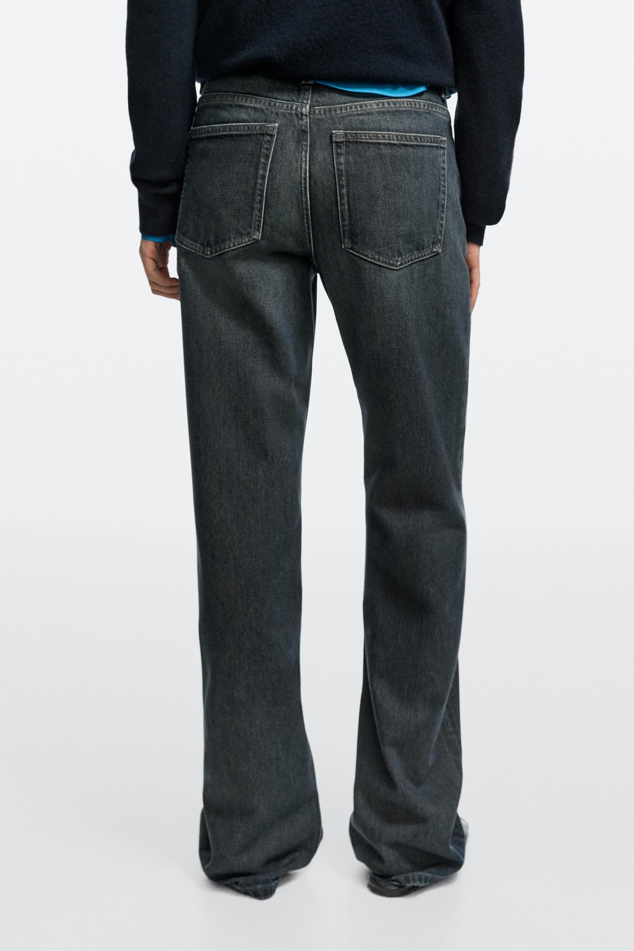 Wide-leg mid-waist jeans — Dark blue