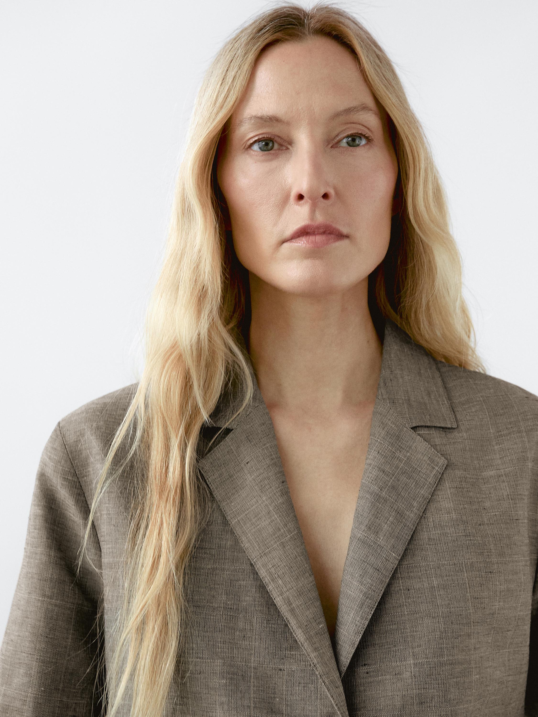 Lightweight check cotton blend blazer