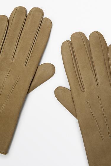 Split suede leather gloves — MUSTARD YELLOW 4