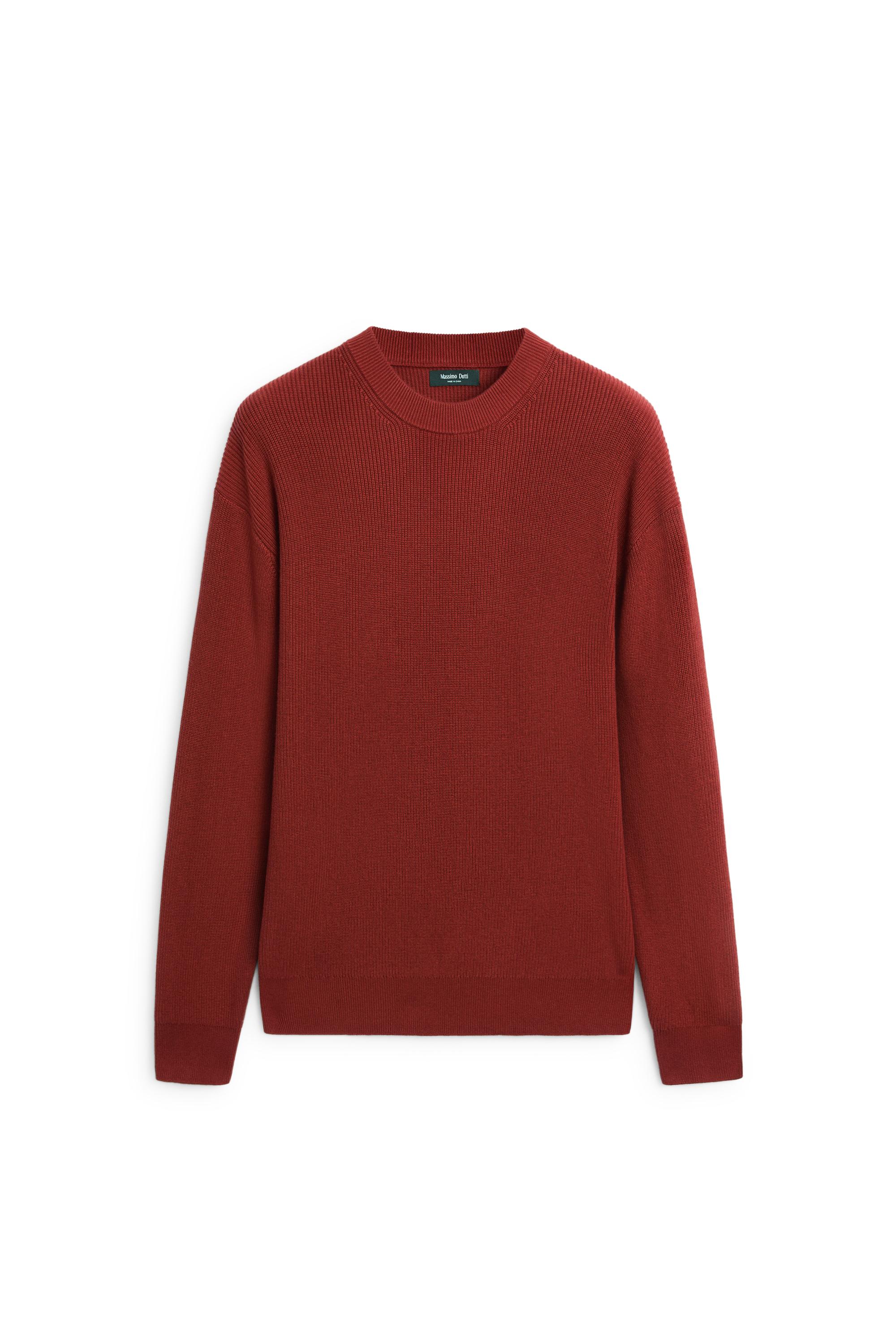 Round neck knit sweater — ORANGE