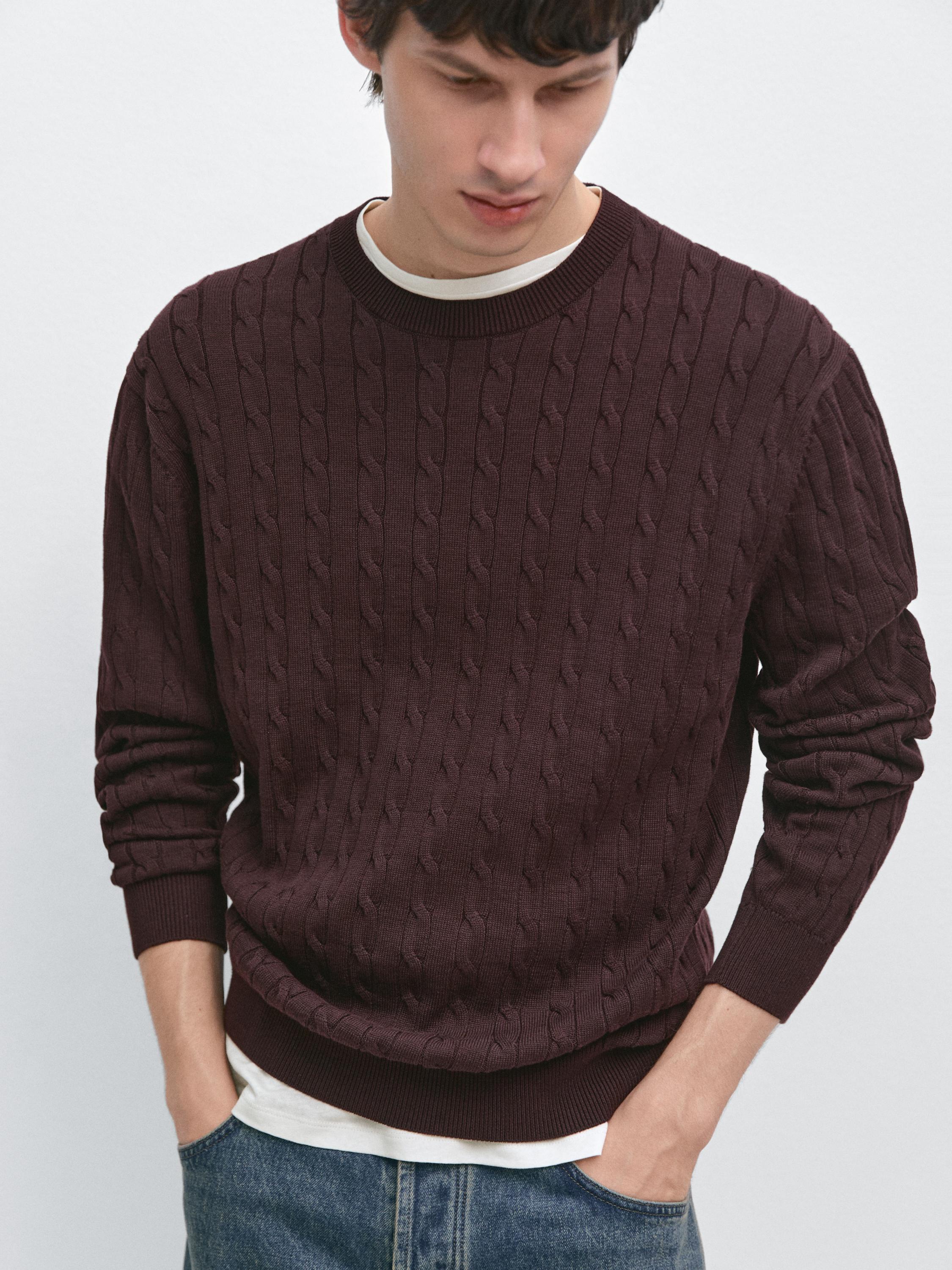 Pull en maille tressée de coton