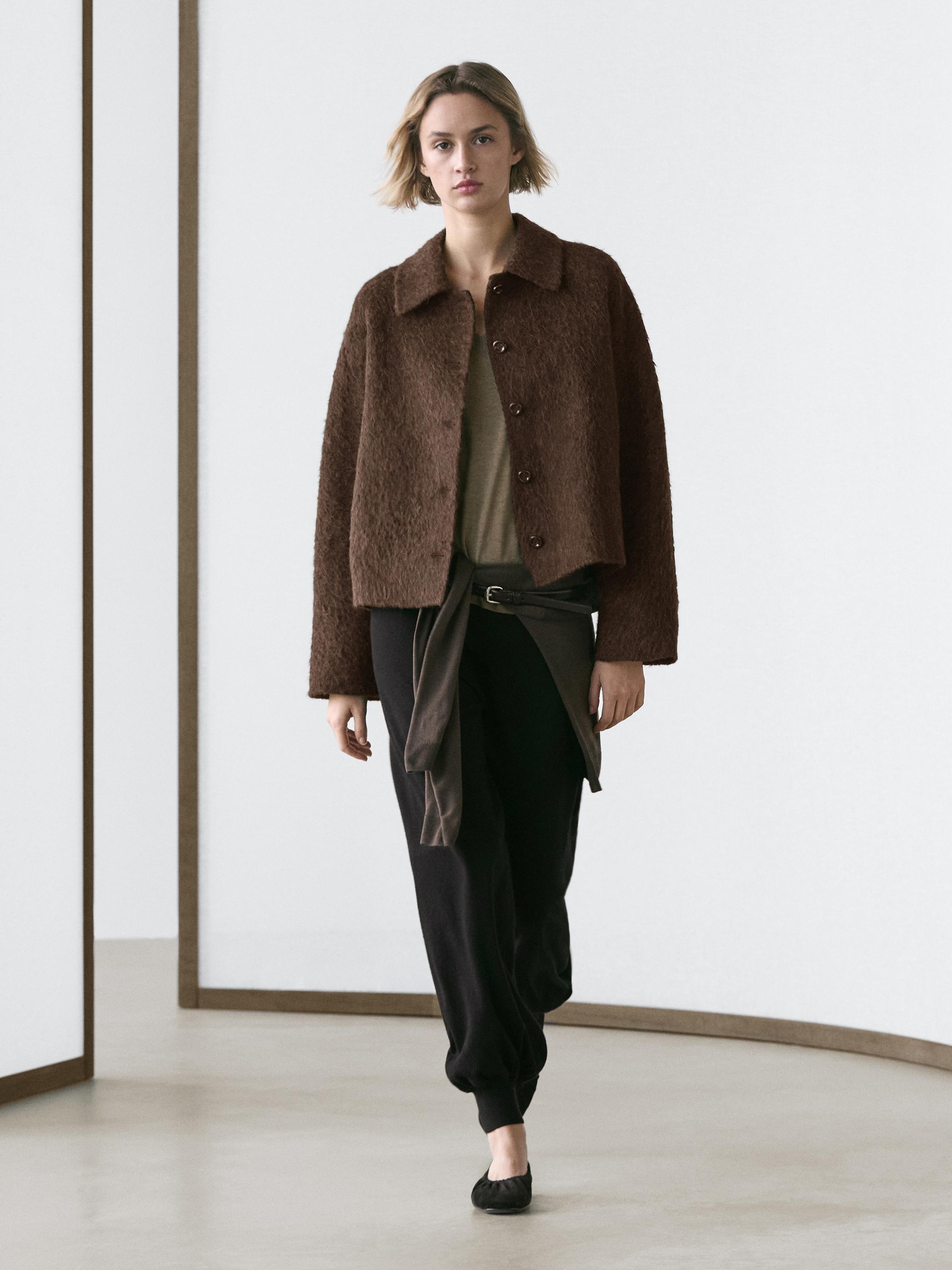 Alpaca wollen vest met overhemdkraag