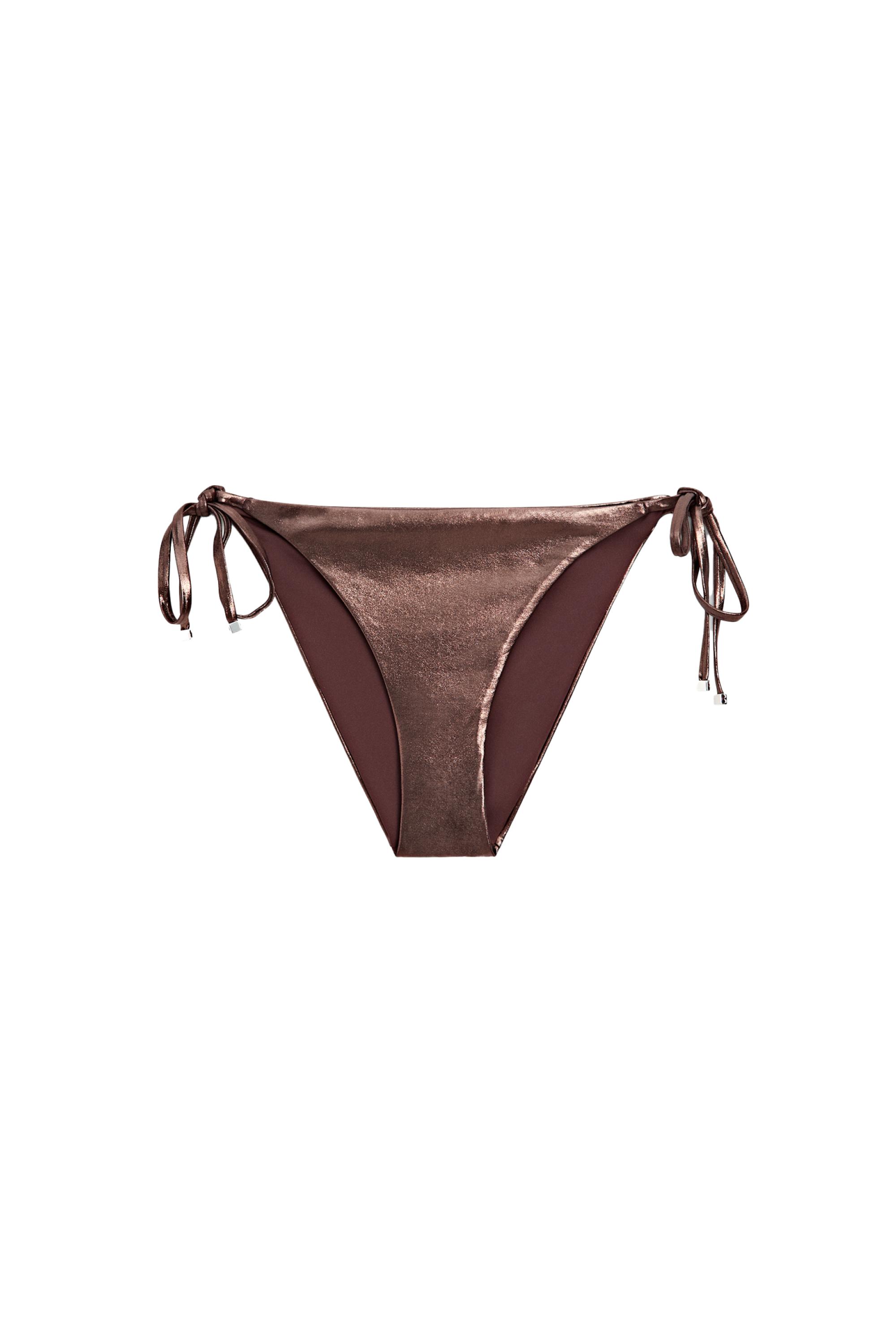 Metallic triangle bikini set — BROWN