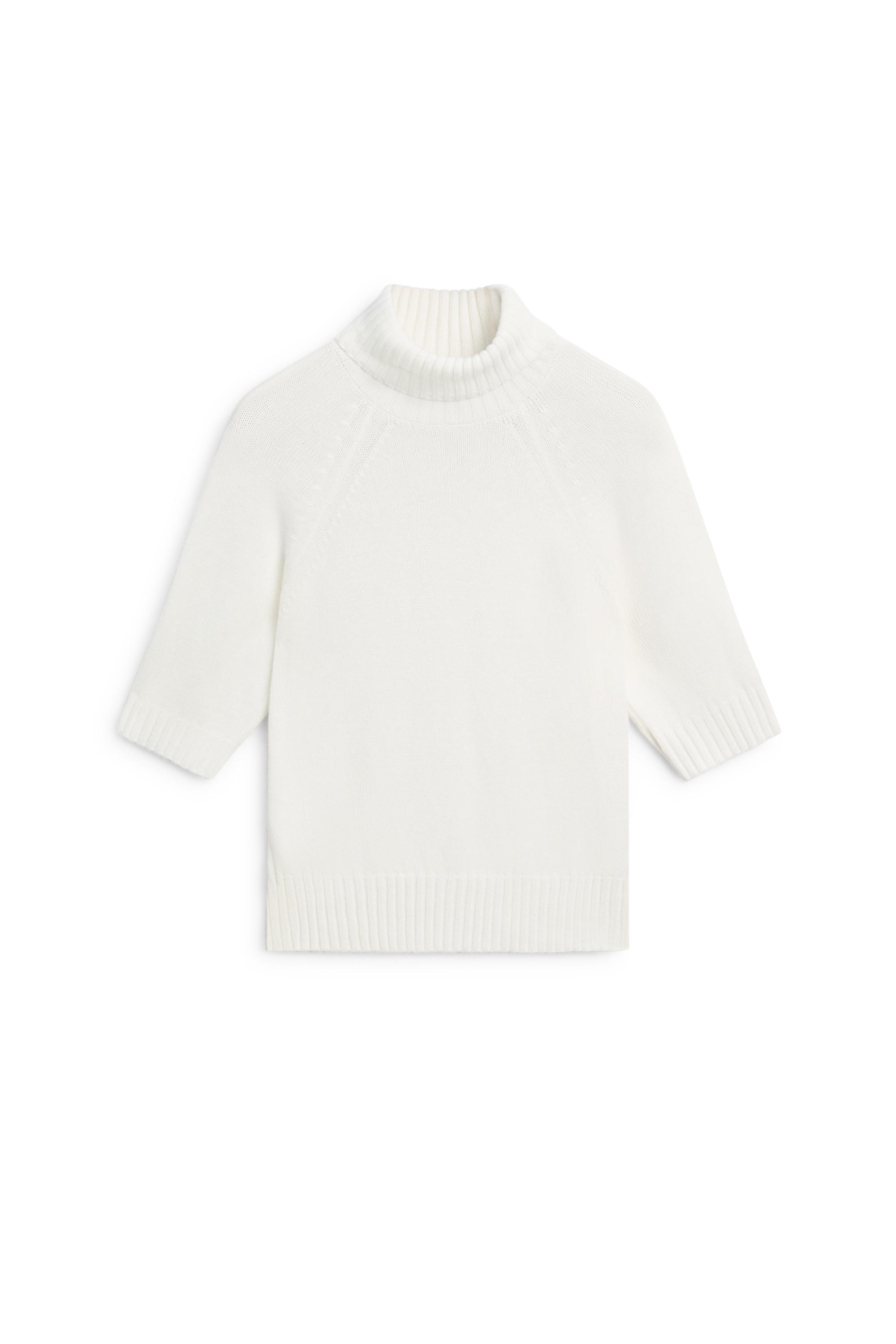 Turtleneck knit sweater — WHITE
